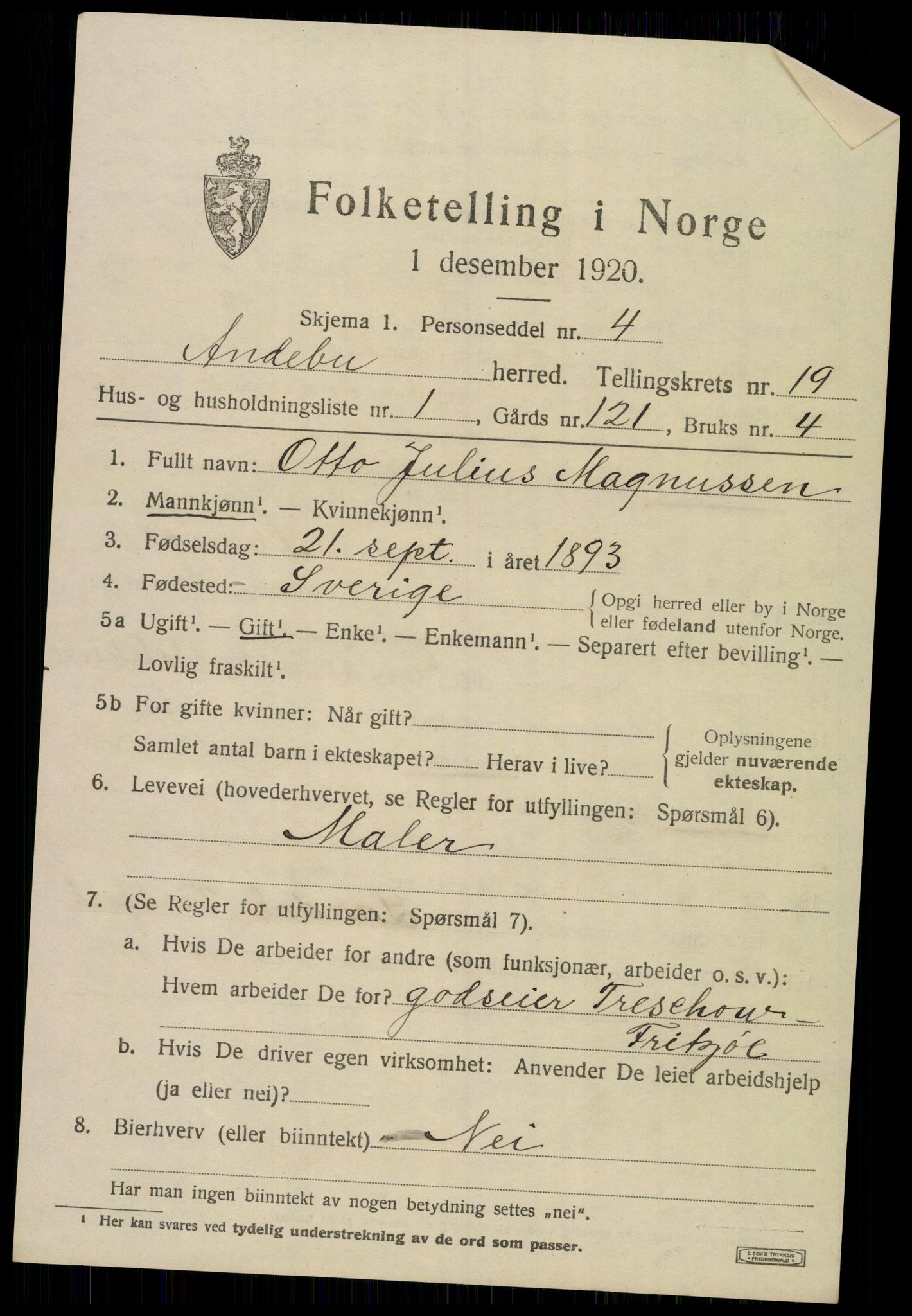 SAKO, 1920 census for Andebu, 1920, p. 6298
