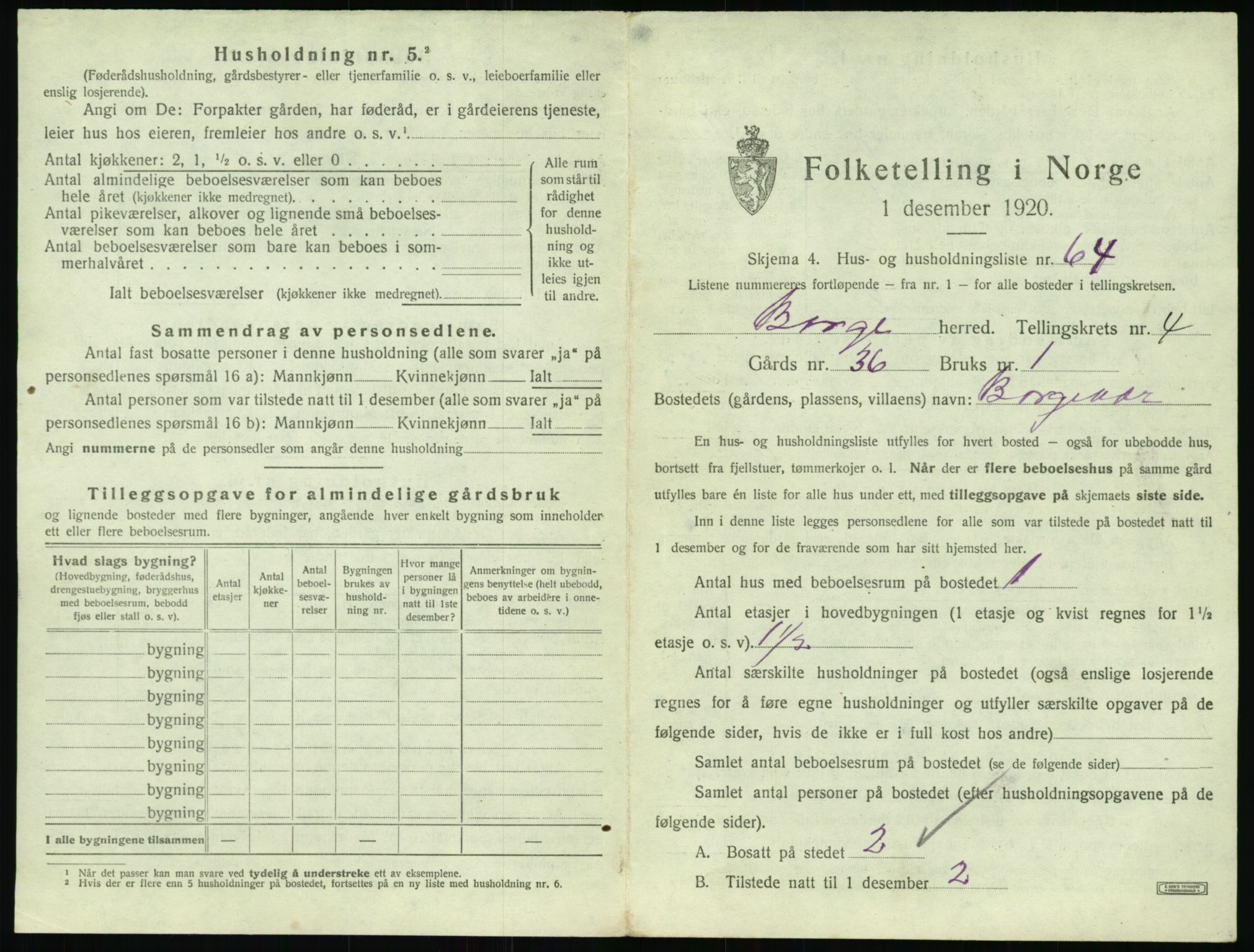 SAT, 1920 census for Borge, 1920, p. 573