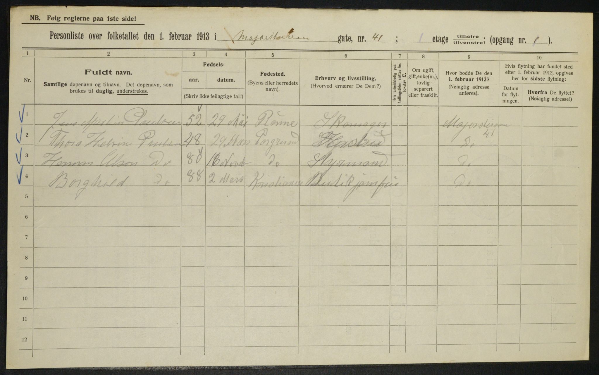 OBA, Municipal Census 1913 for Kristiania, 1913, p. 59832