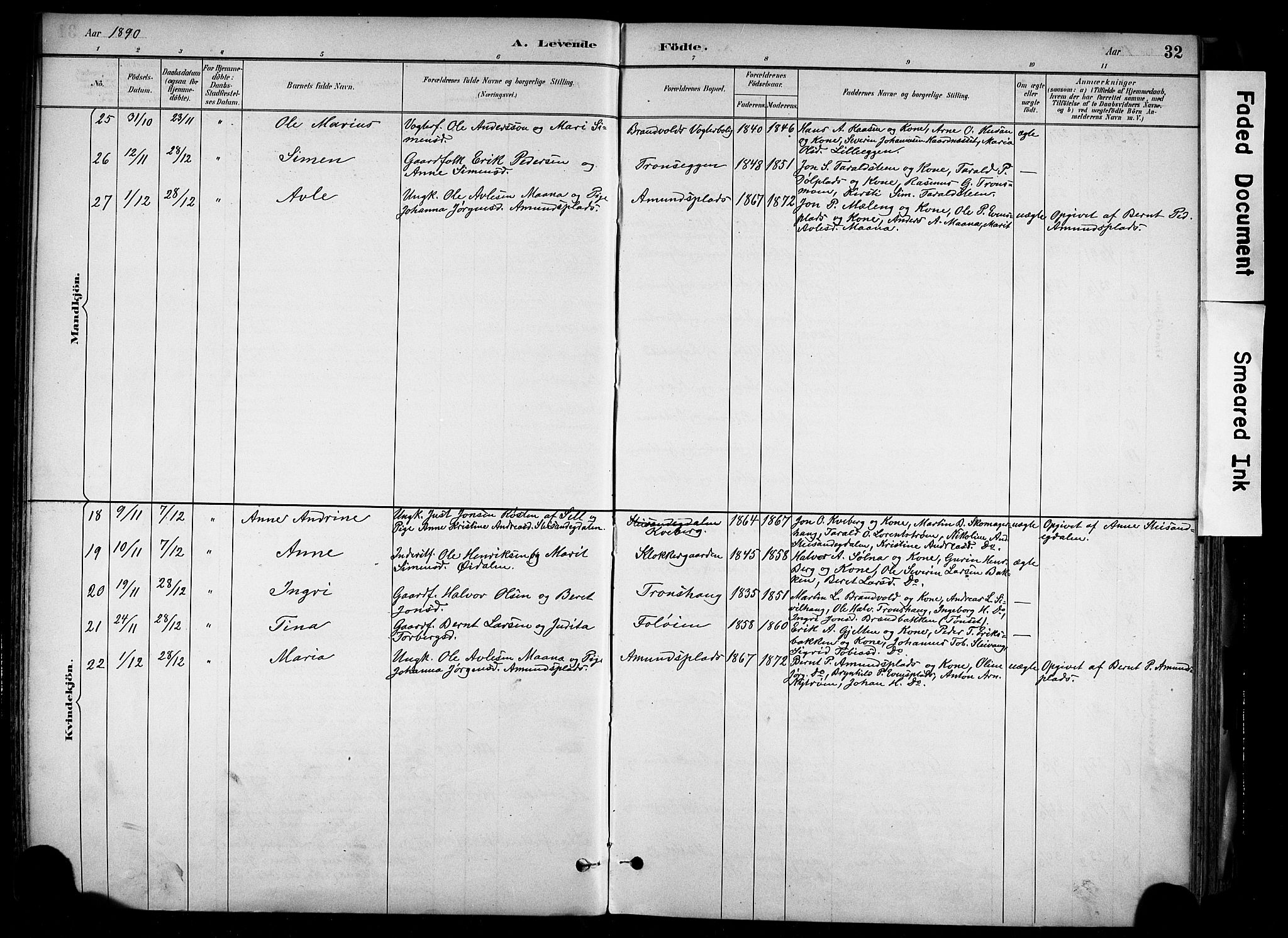 Alvdal prestekontor, SAH/PREST-060/H/Ha/Haa/L0002: Parish register (official) no. 2, 1883-1906, p. 32