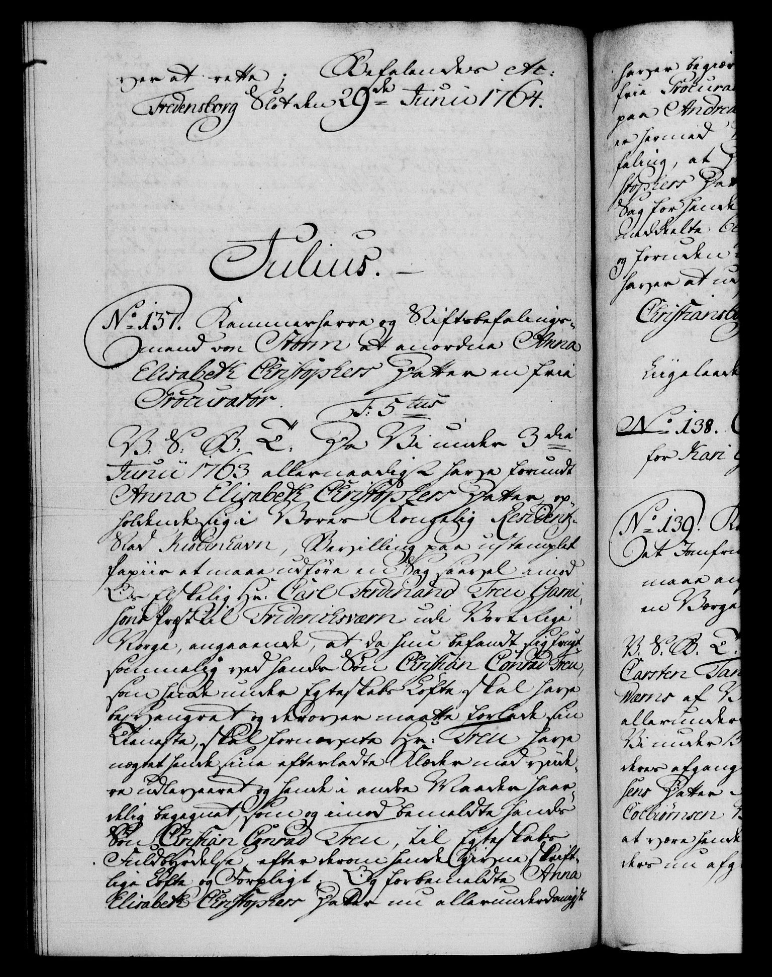 Danske Kanselli 1572-1799, RA/EA-3023/F/Fc/Fca/Fcab/L0037: Norske tegnelser, 1762-1766, p. 372b