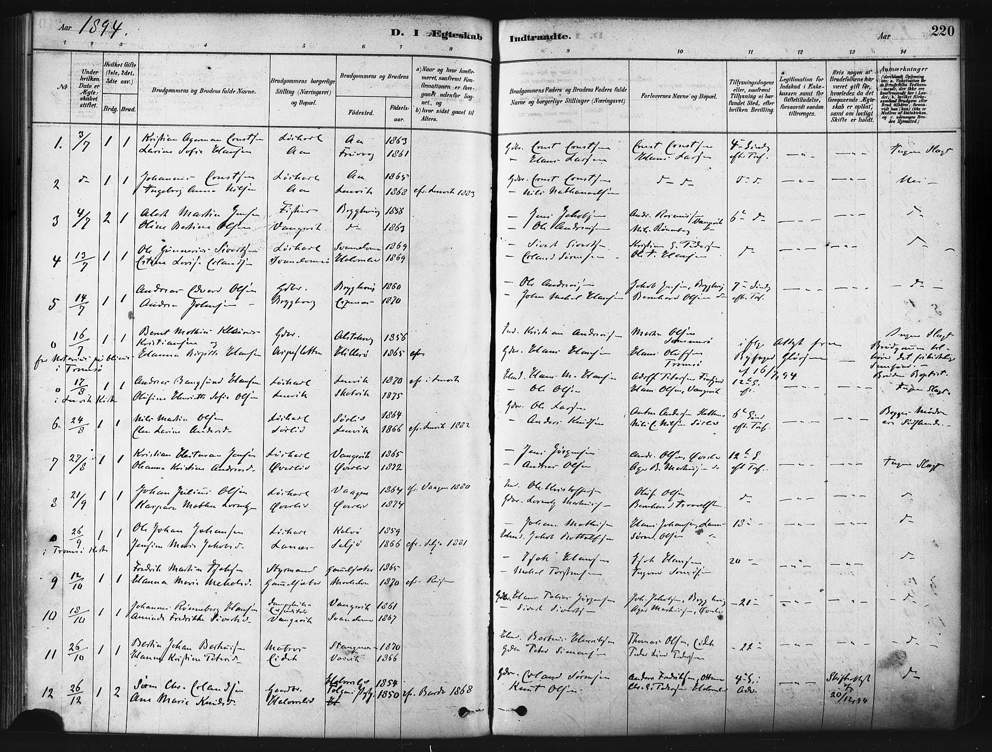 Tranøy sokneprestkontor, SATØ/S-1313/I/Ia/Iaa/L0009kirke: Parish register (official) no. 9, 1878-1904, p. 220