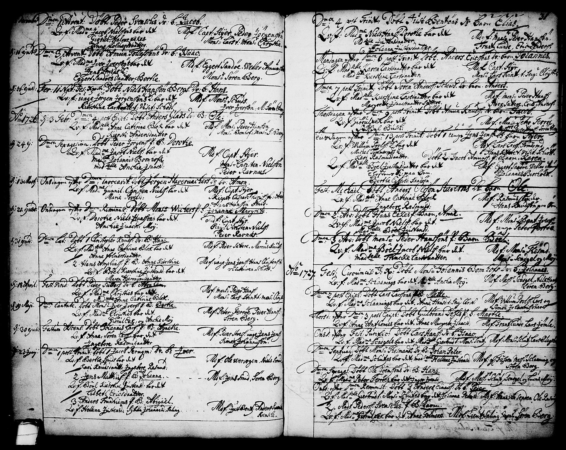 Brevik kirkebøker, SAKO/A-255/F/Fa/L0002: Parish register (official) no. 2, 1720-1764, p. 31