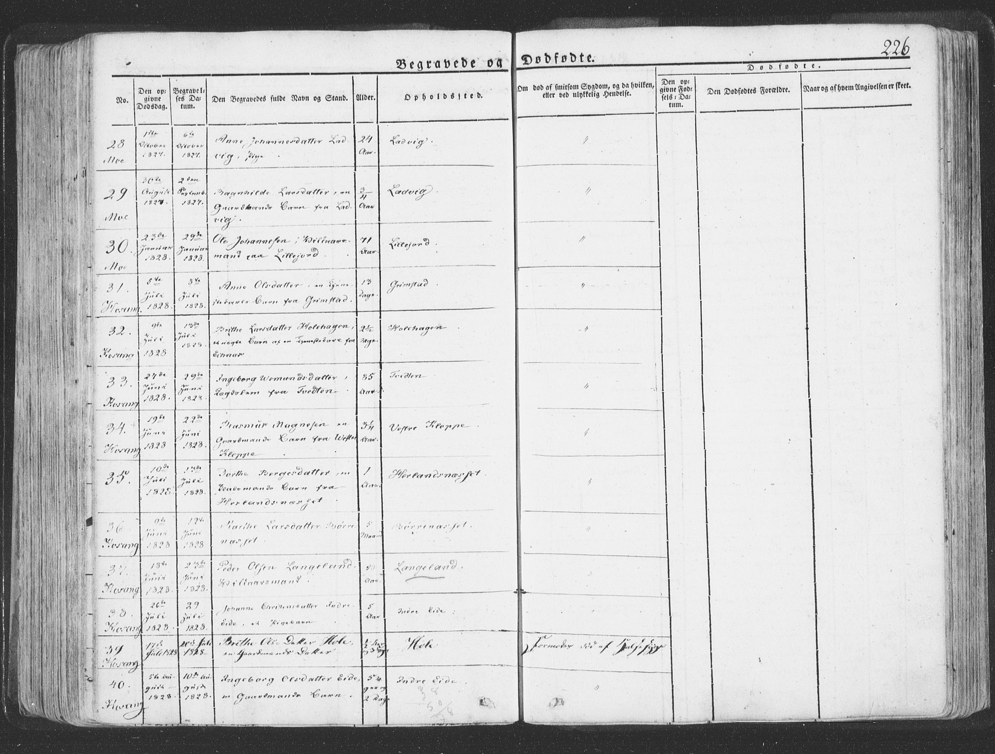 Hosanger sokneprestembete, AV/SAB-A-75801/H/Haa: Parish register (official) no. A 6, 1824-1835, p. 226