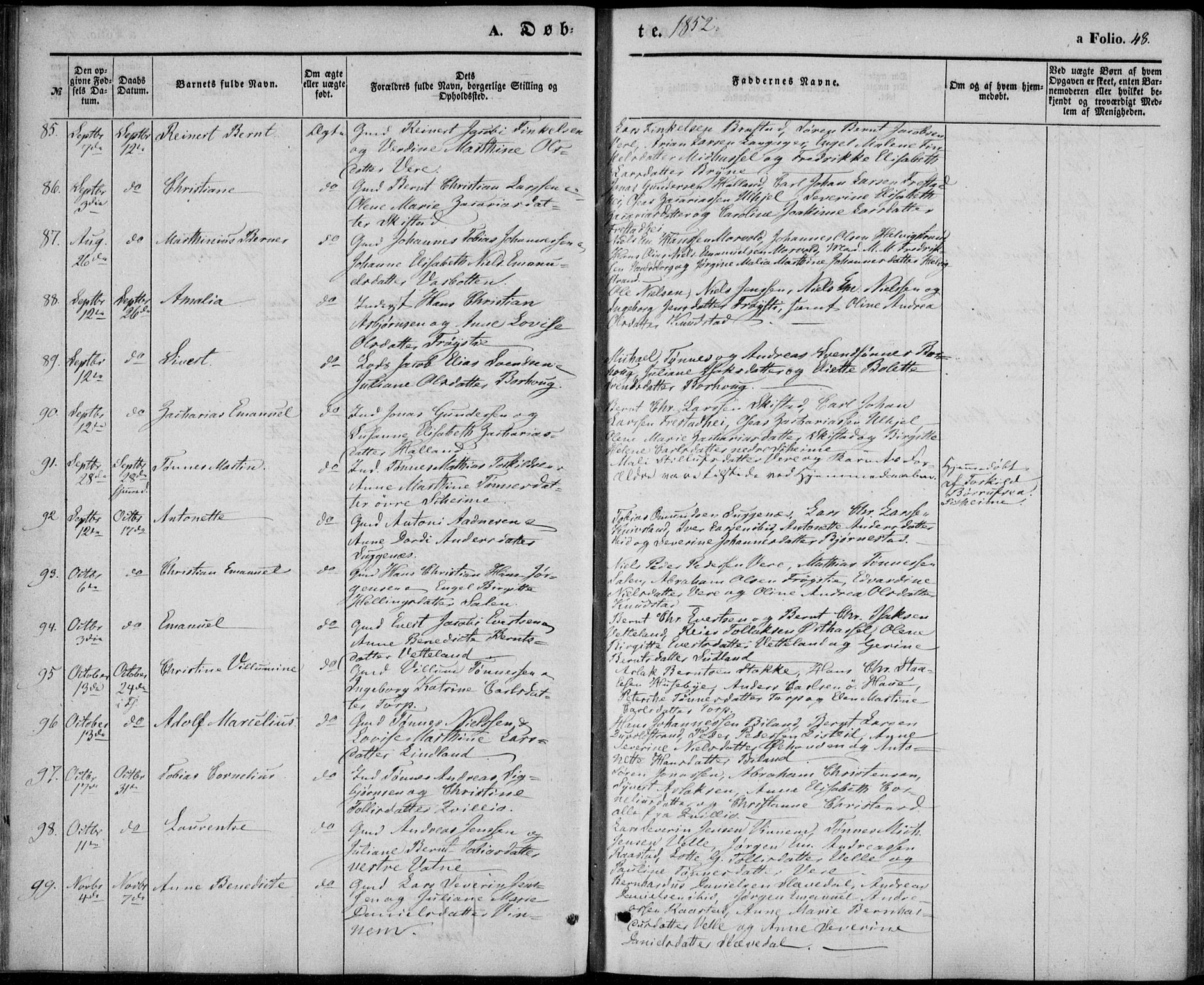 Lista sokneprestkontor, AV/SAK-1111-0027/F/Fb/L0002: Parish register (copy) no. B 2, 1847-1862, p. 48