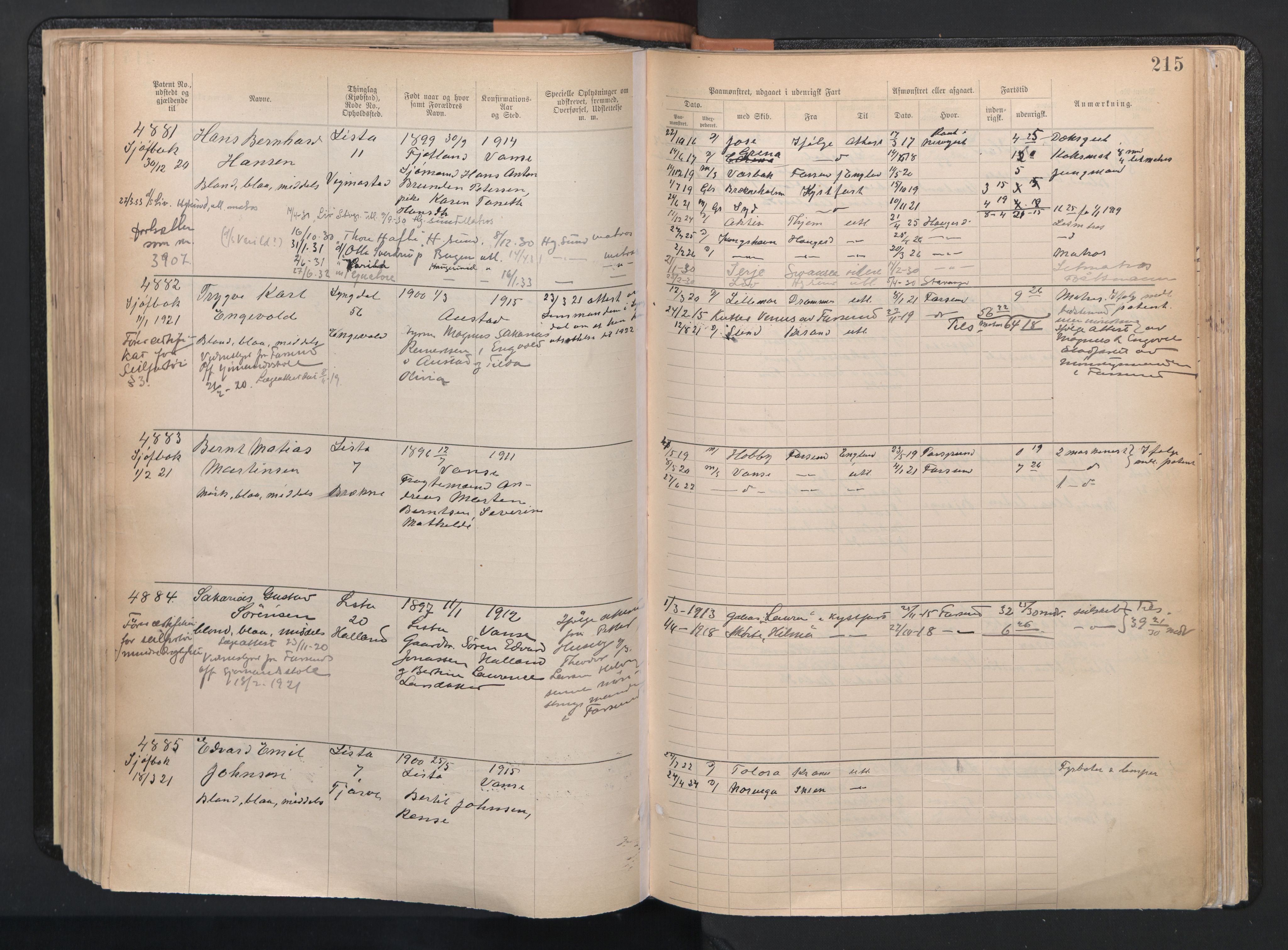 Farsund mønstringskrets, AV/SAK-2031-0017/F/Fa/L0003: Annotasjonsrulle nr 3816-5304 med register, M-3, 1894-1948, p. 246