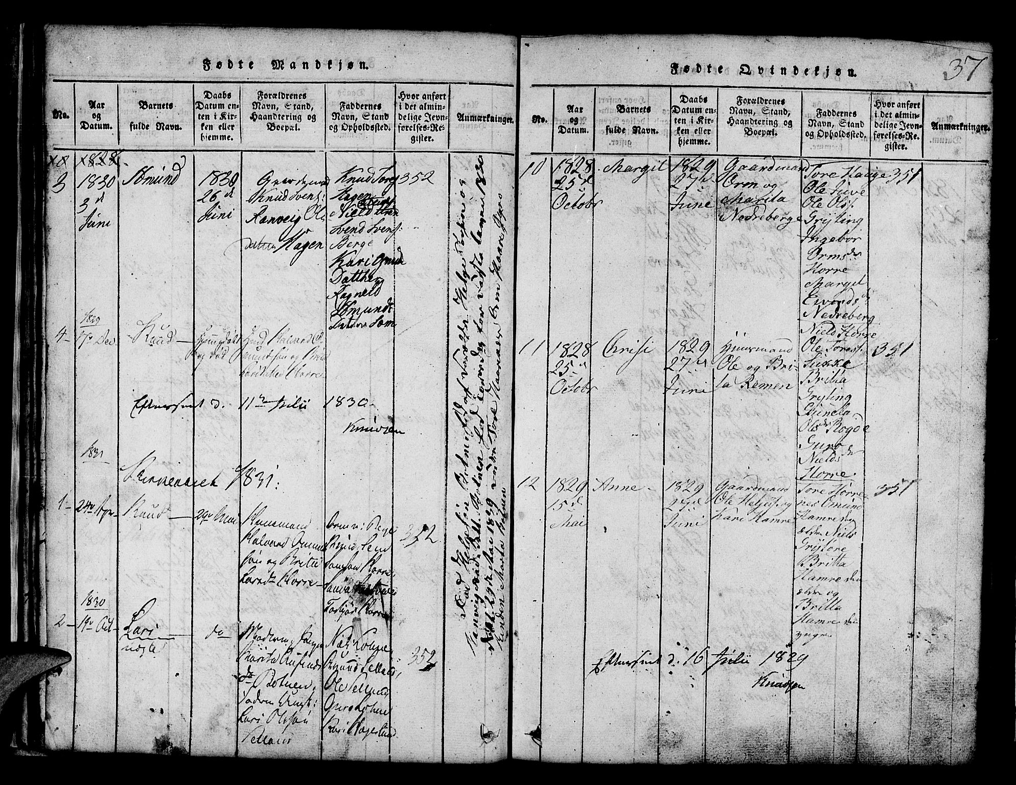 Røldal sokneprestembete, SAB/A-100247: Parish register (copy) no. A 1, 1817-1860, p. 37