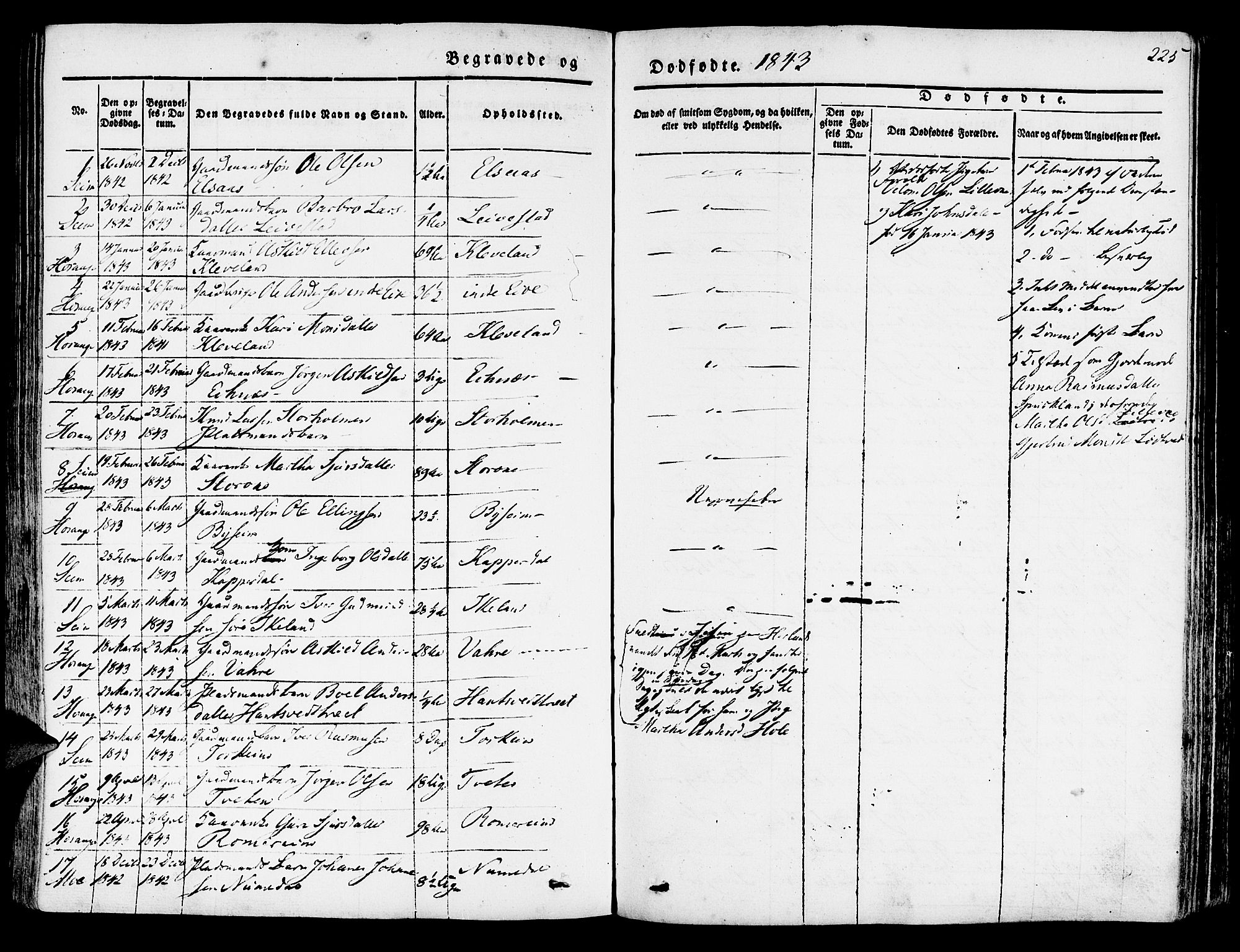 Hosanger sokneprestembete, SAB/A-75801/H/Haa: Parish register (official) no. A 7, 1835-1848, p. 225