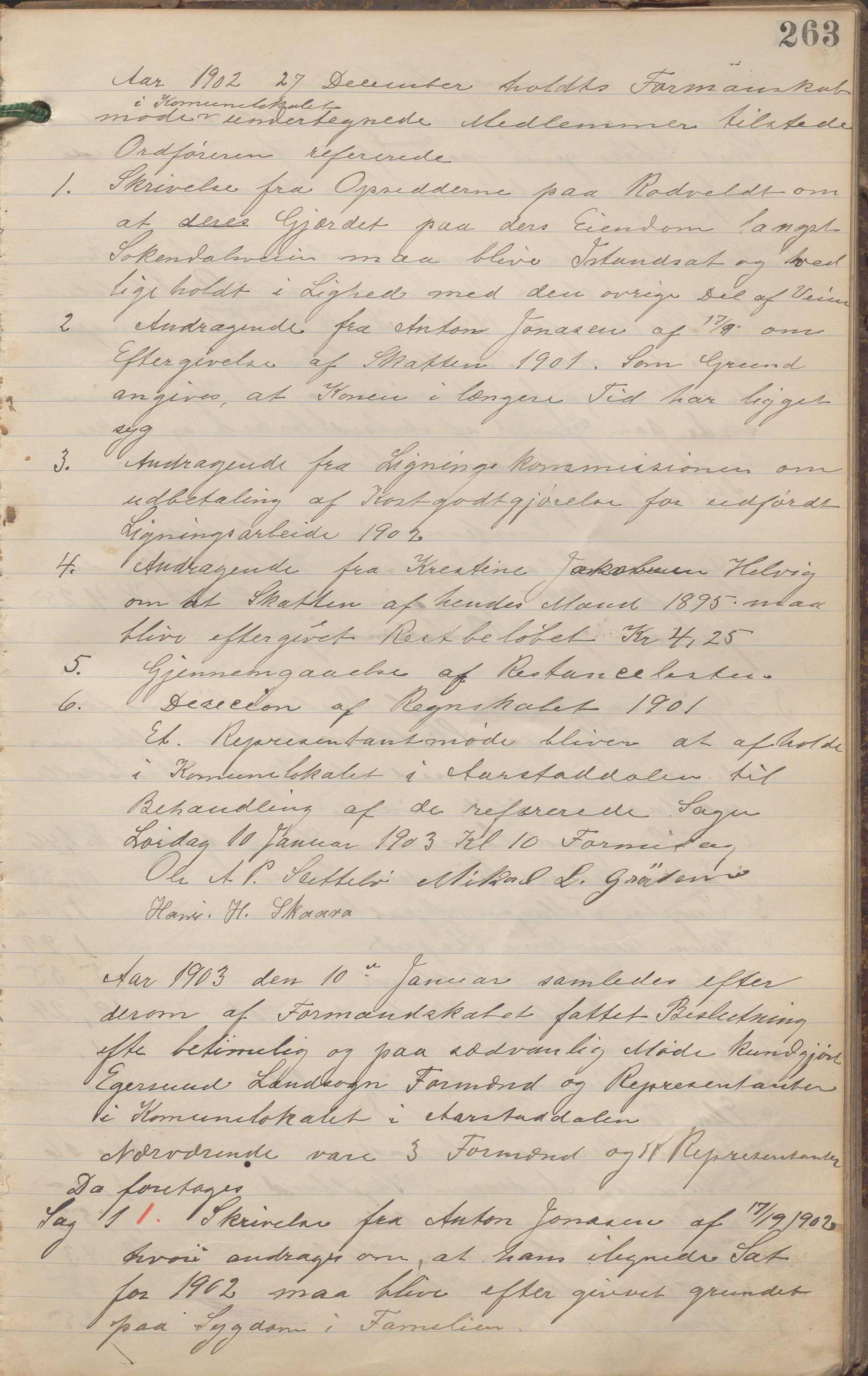 Eigersund kommune (Herredet) - Formannskapet, IKAR/K-100447/A/Aa/L0004: Møtebok, 1897-1907, p. 263