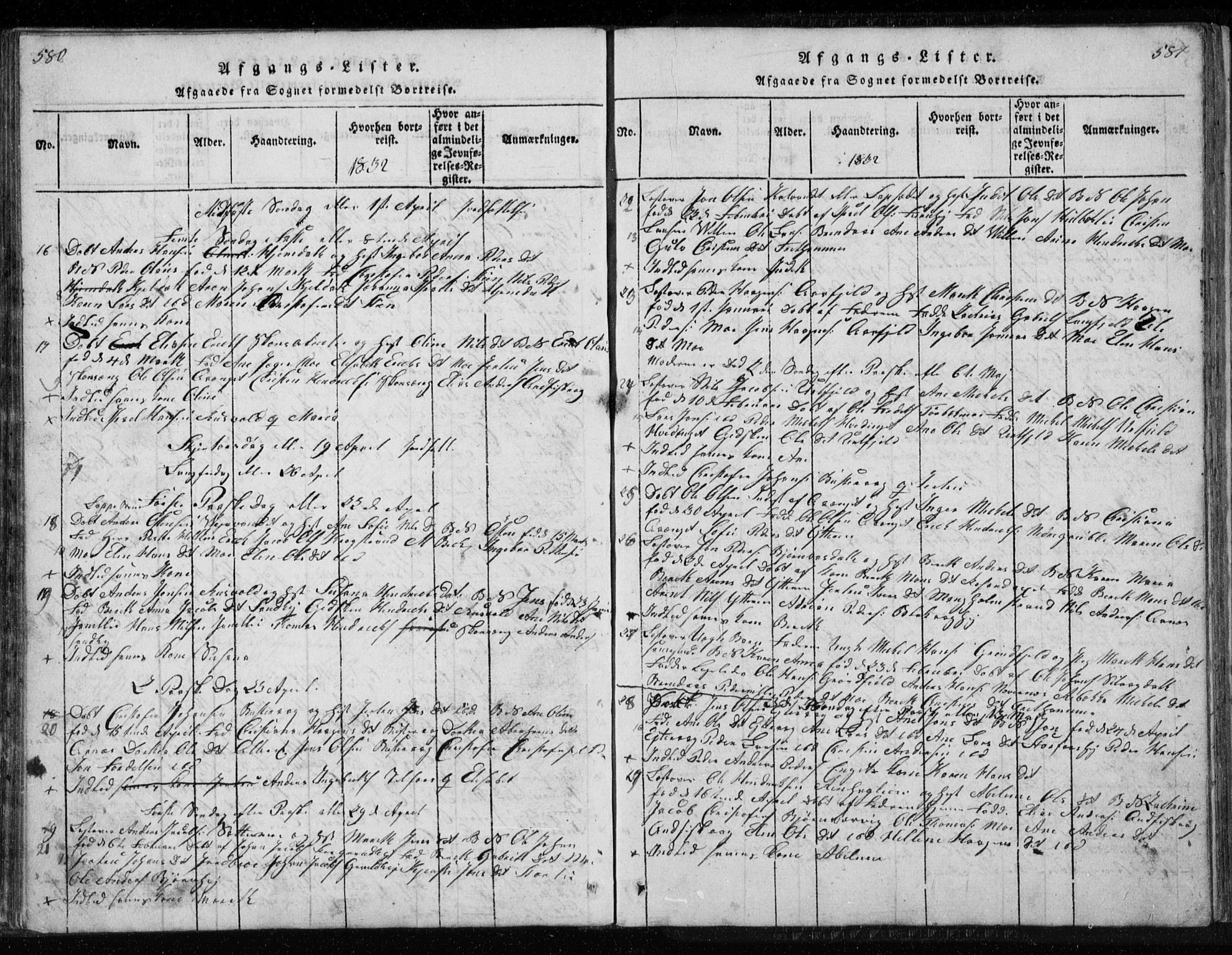 Ministerialprotokoller, klokkerbøker og fødselsregistre - Nordland, AV/SAT-A-1459/827/L0412: Parish register (copy) no. 827C01, 1820-1841, p. 580-581