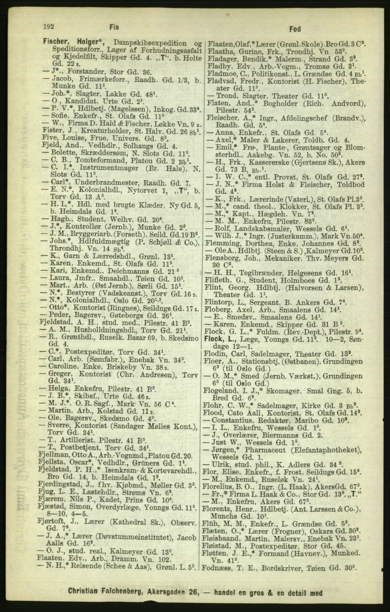 Kristiania/Oslo adressebok, PUBL/-, 1886, p. 192