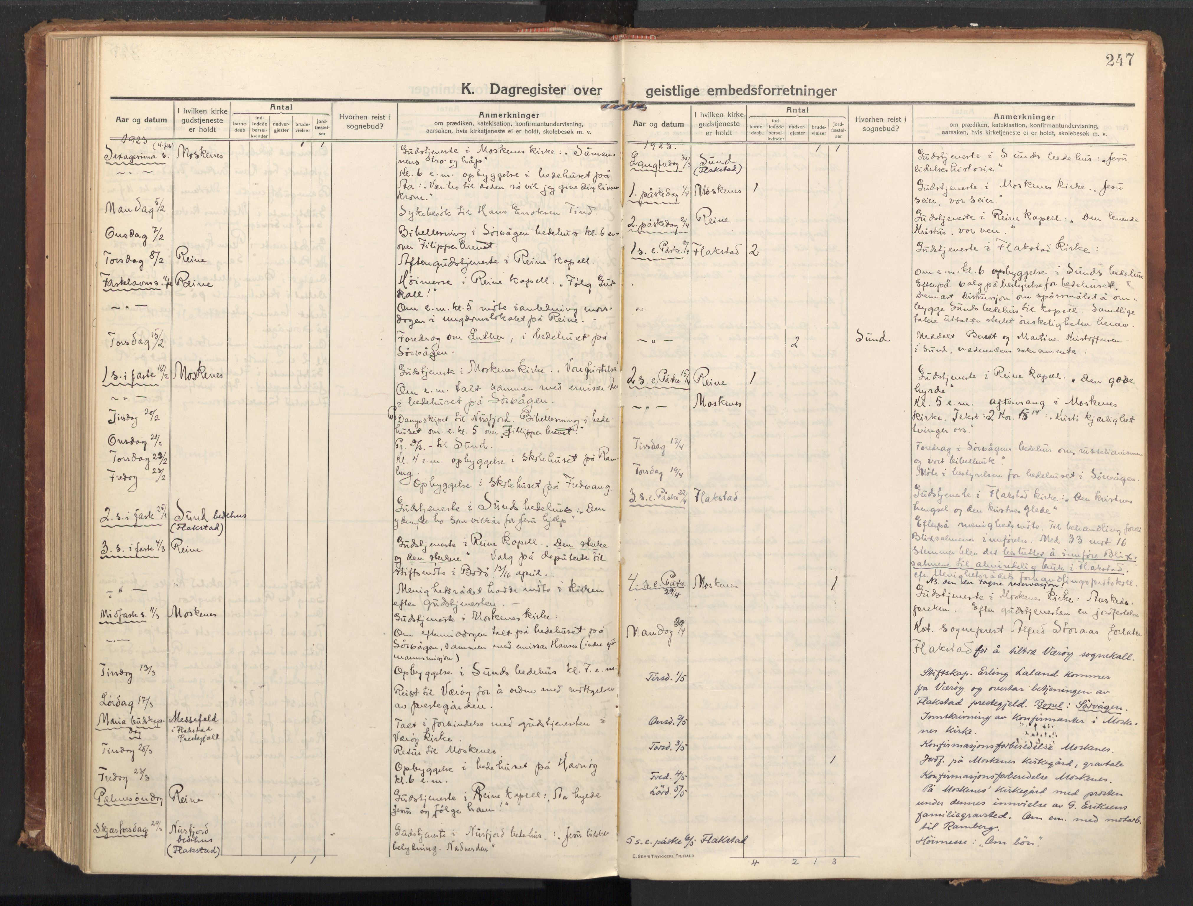 Ministerialprotokoller, klokkerbøker og fødselsregistre - Nordland, AV/SAT-A-1459/885/L1210: Parish register (official) no. 885A10, 1916-1926, p. 247