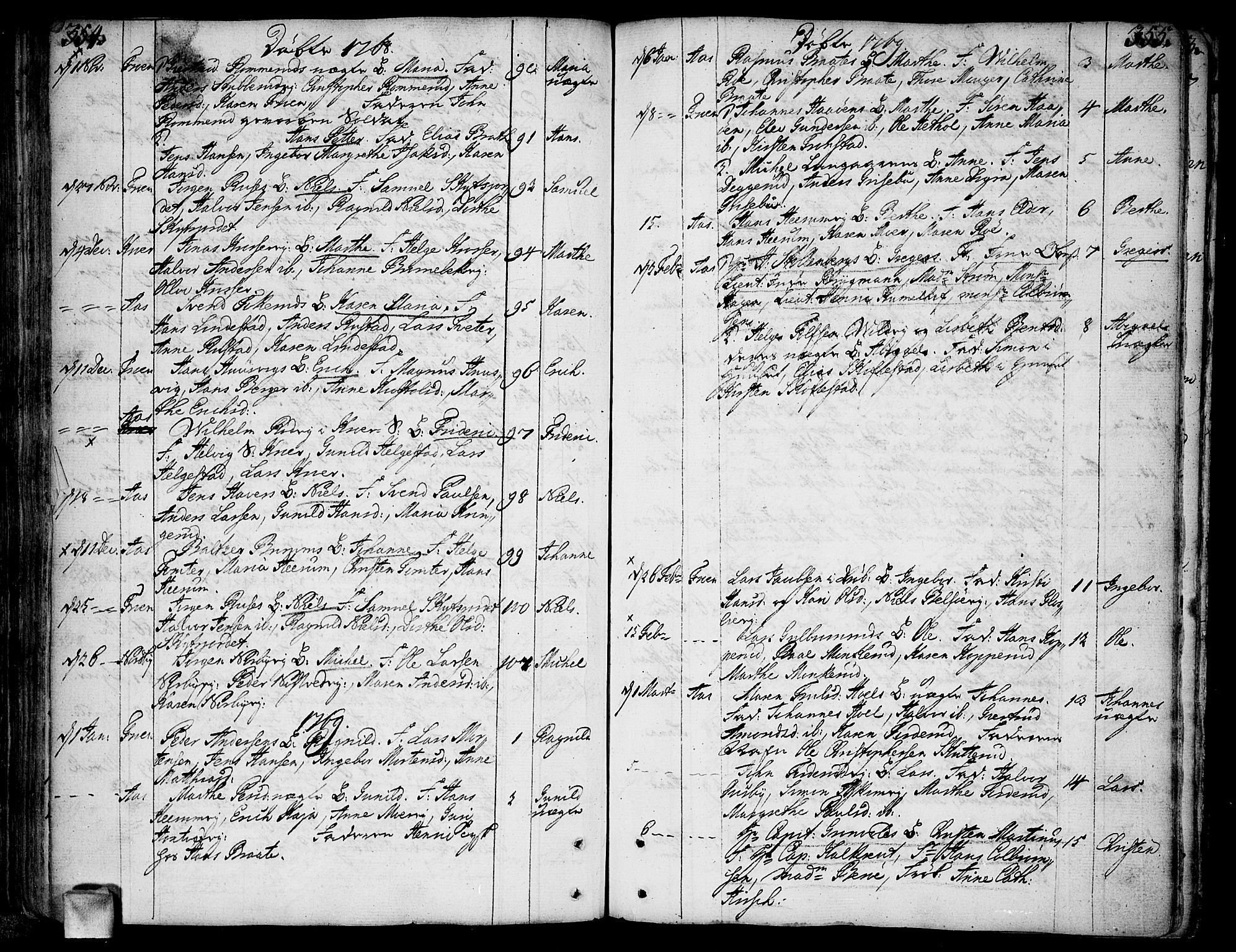 Ås prestekontor Kirkebøker, AV/SAO-A-10894/F/Fa/L0001: Parish register (official) no. I 1, 1742-1778, p. 354-355