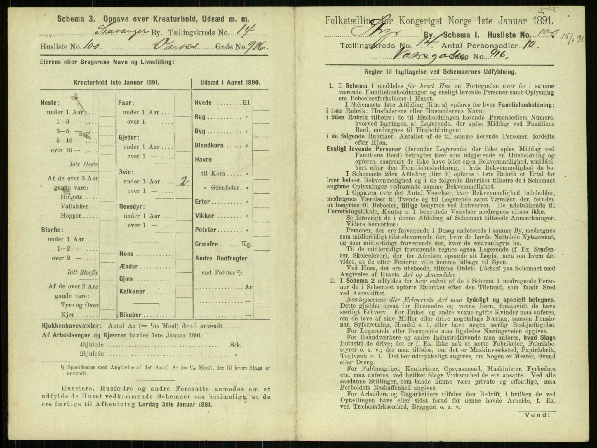 RA, 1891 census for 1103 Stavanger, 1891, p. 2773