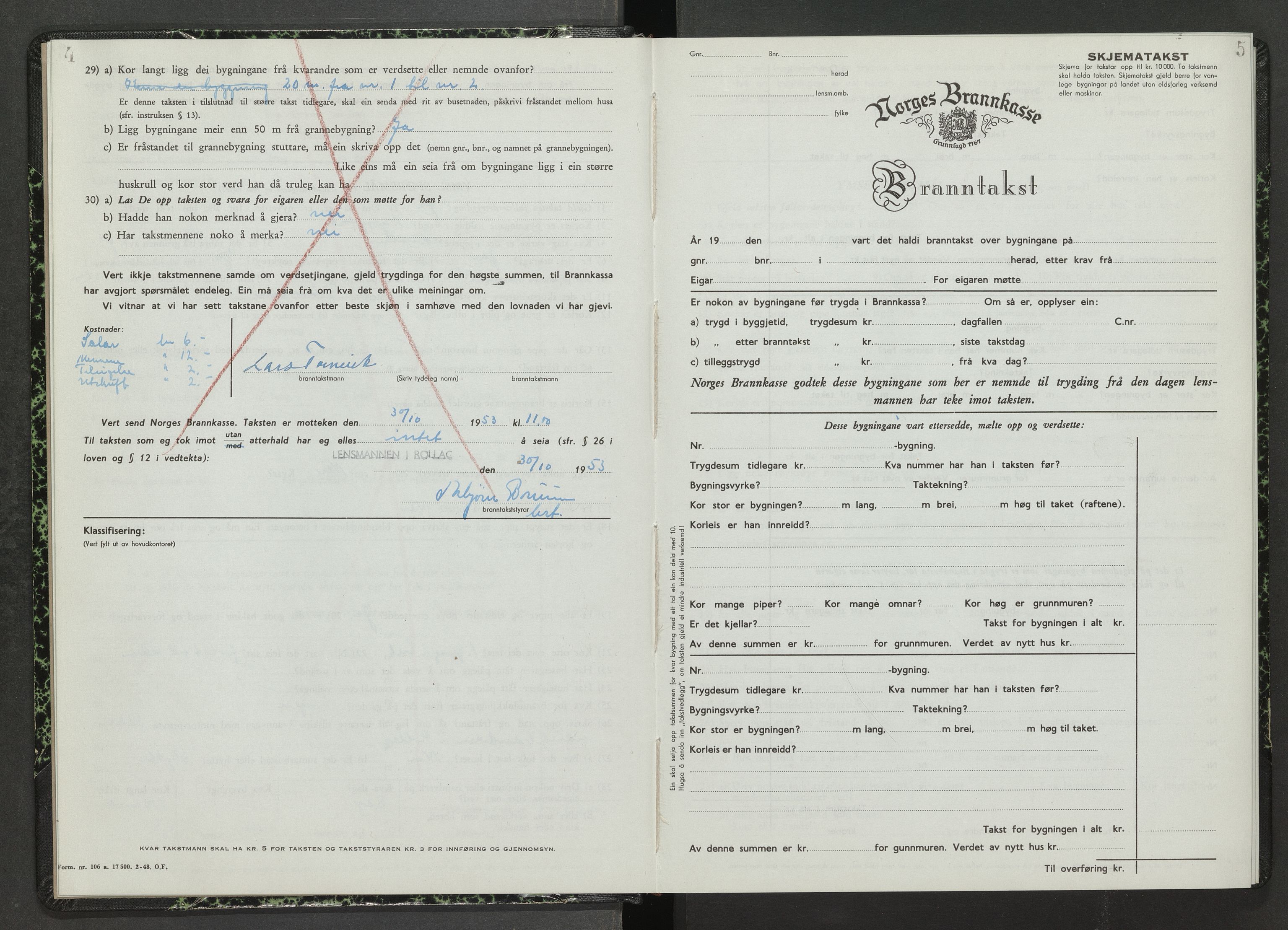 Rollag lensmannskontor, AV/SAKO-A-521/Y/Yb/Ybb/L0002: Skjematakstprotokoll, 1953