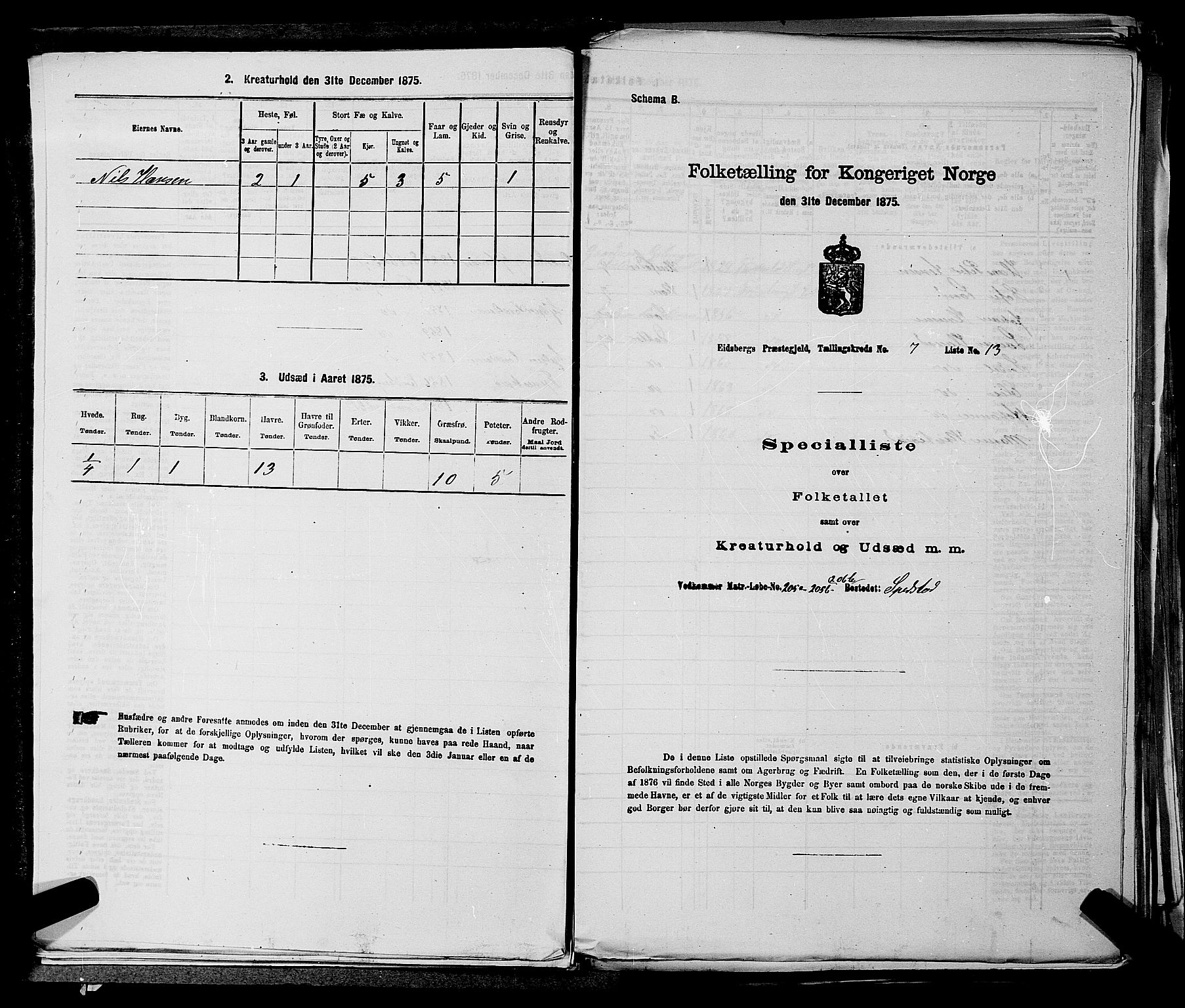 RA, 1875 census for 0125P Eidsberg, 1875, p. 1385