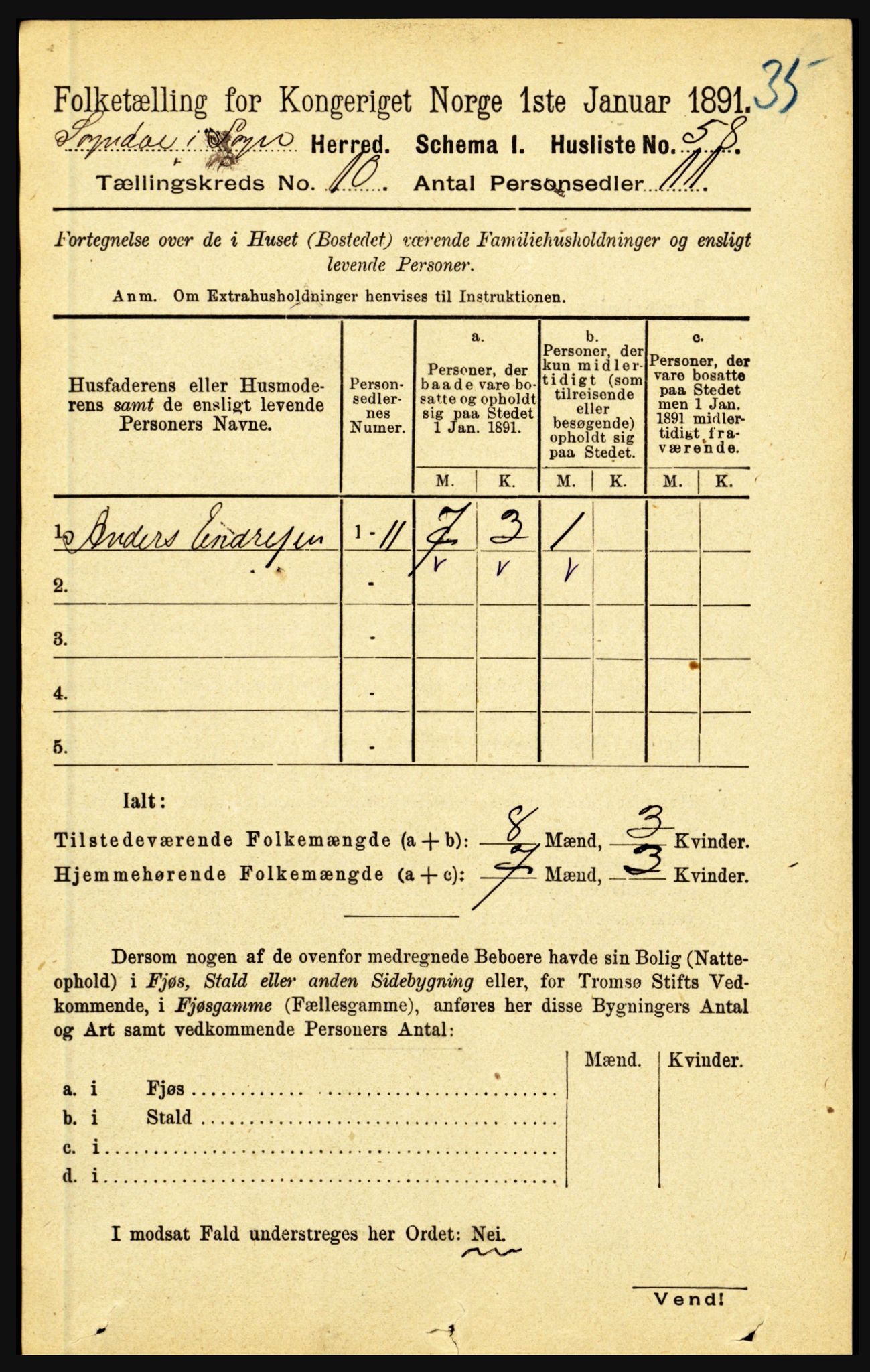 RA, 1891 census for 1420 Sogndal, 1891, p. 3951