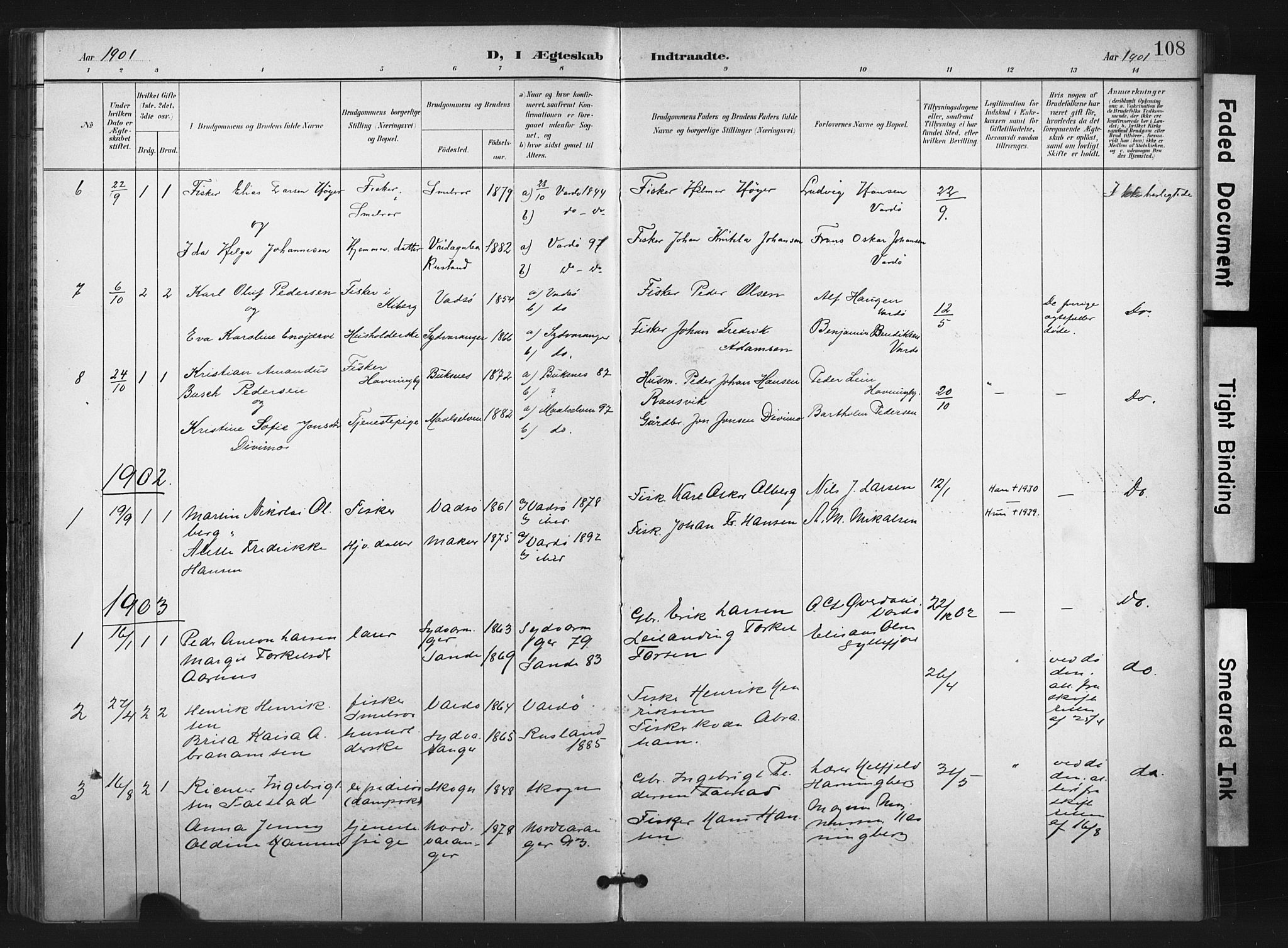 Vardø sokneprestkontor, SATØ/S-1332/H/Ha/L0011kirke: Parish register (official) no. 11, 1897-1911, p. 108