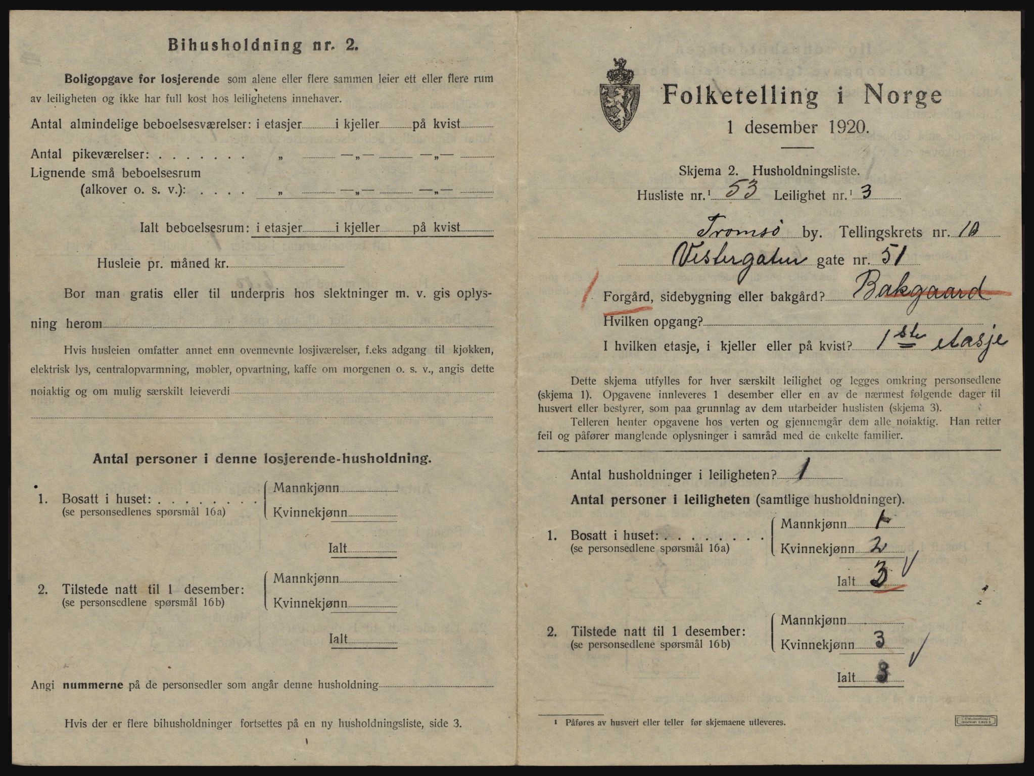 SATØ, 1920 census for Tromsø, 1920, p. 5399