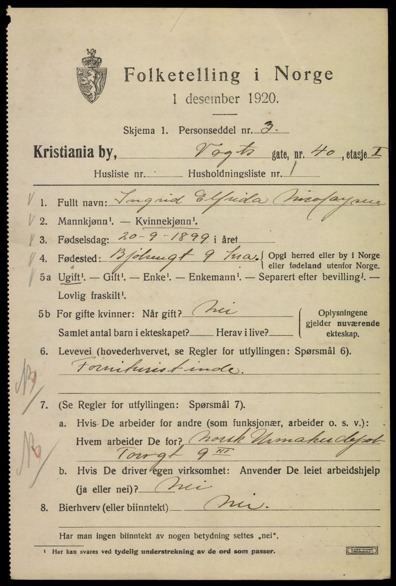 SAO, 1920 census for Kristiania, 1920, p. 641059