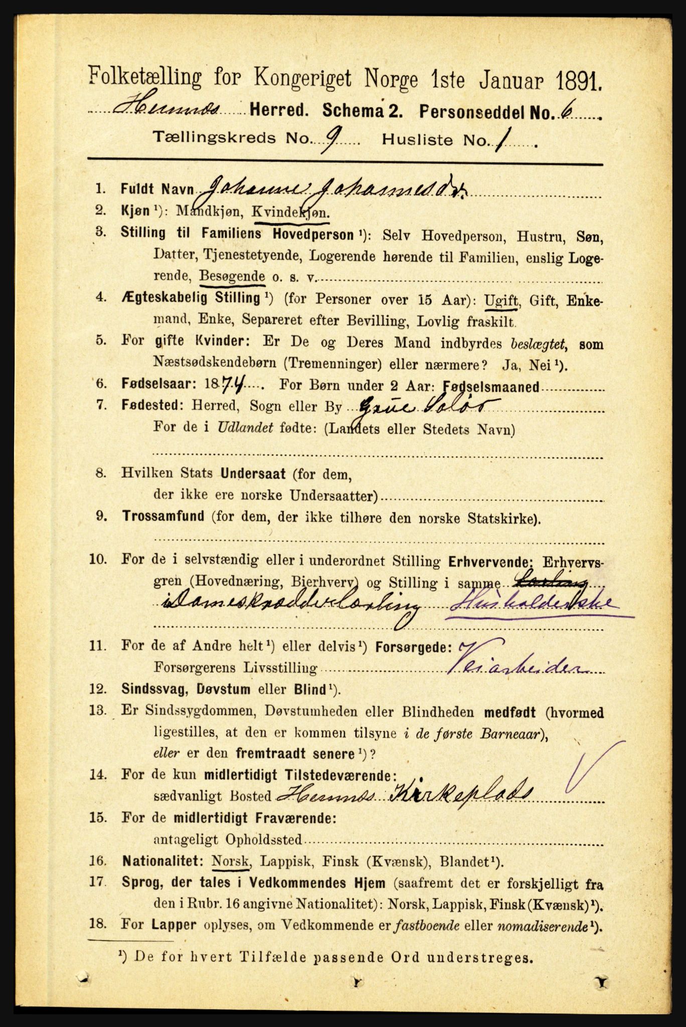 RA, 1891 census for 1832 Hemnes, 1891, p. 4320