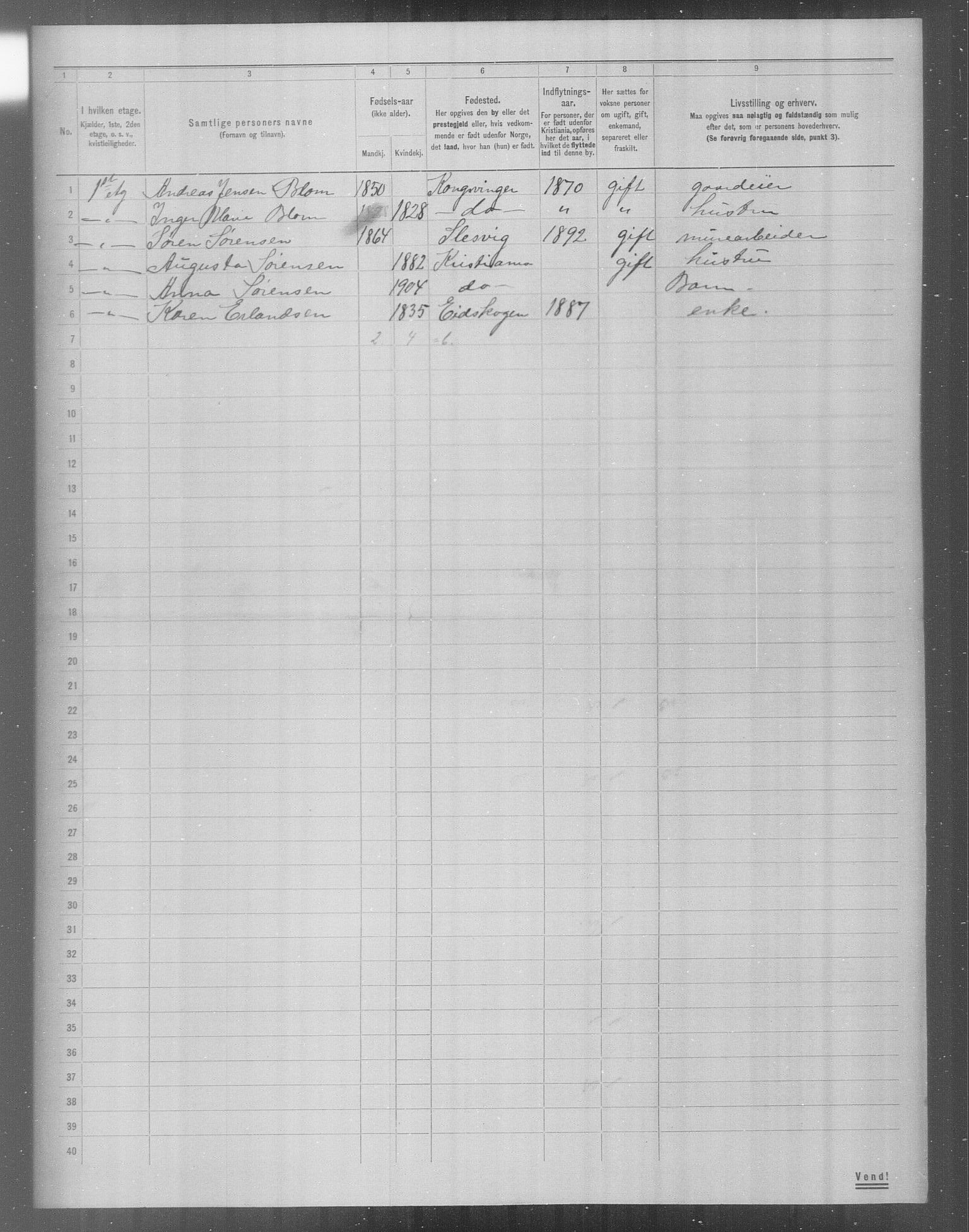 OBA, Municipal Census 1904 for Kristiania, 1904, p. 22411