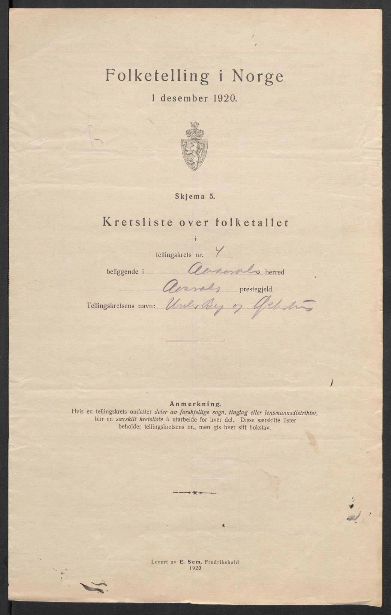 SAK, 1920 census for Åseral, 1920, p. 20