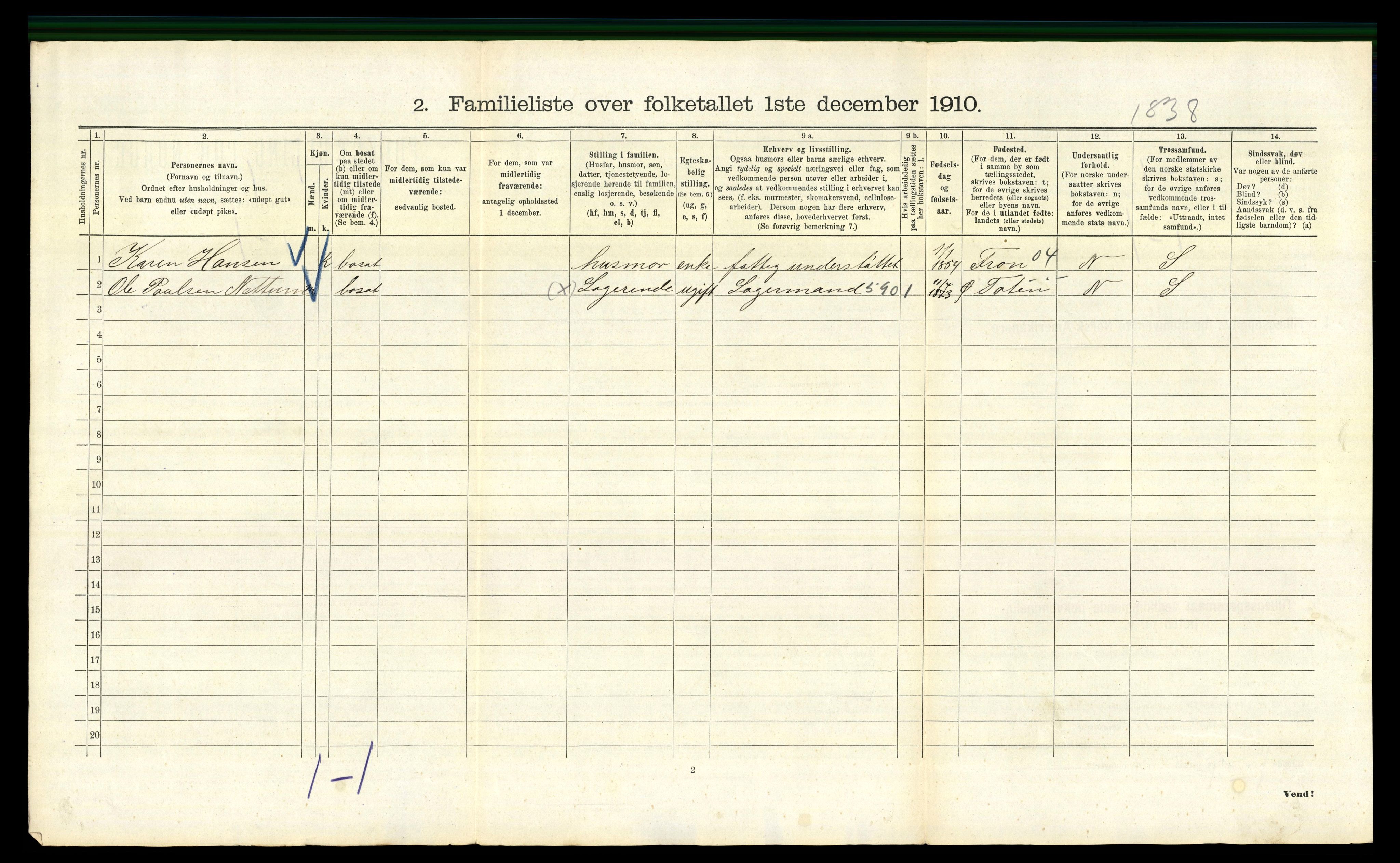 RA, 1910 census for Kristiania, 1910, p. 124806