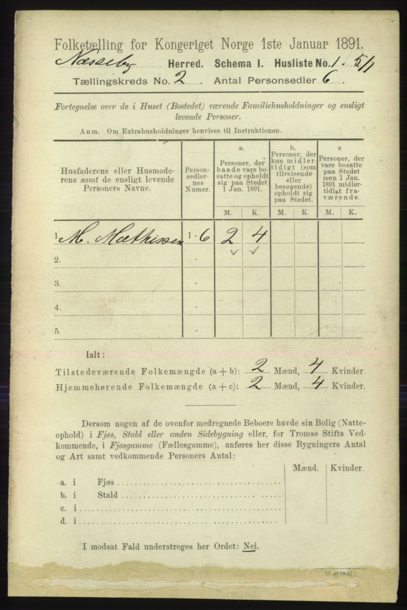 RA, 1891 census for 2027 Nesseby, 1891, p. 574