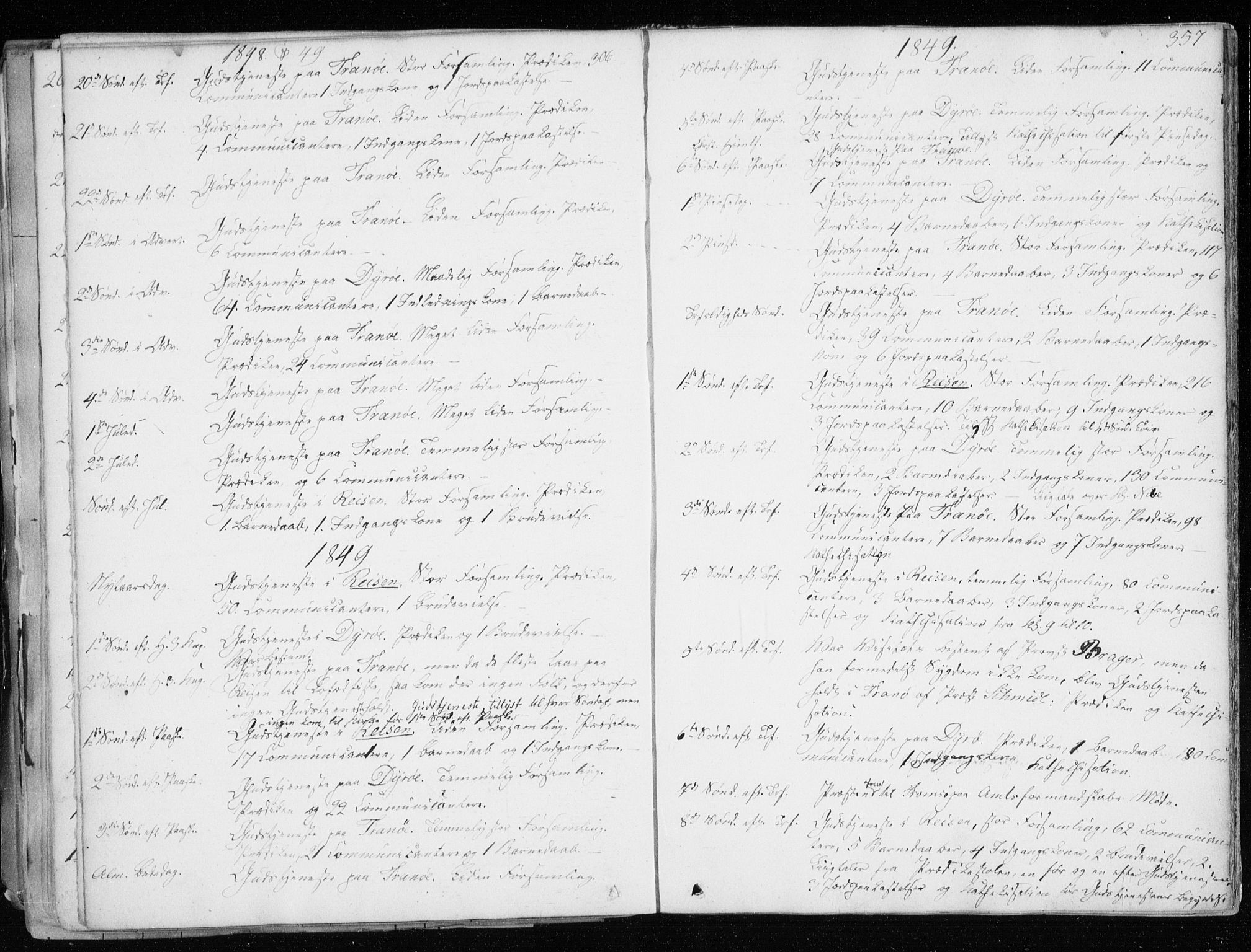 Tranøy sokneprestkontor, AV/SATØ-S-1313/I/Ia/Iaa/L0006kirke: Parish register (official) no. 6, 1844-1855, p. 357