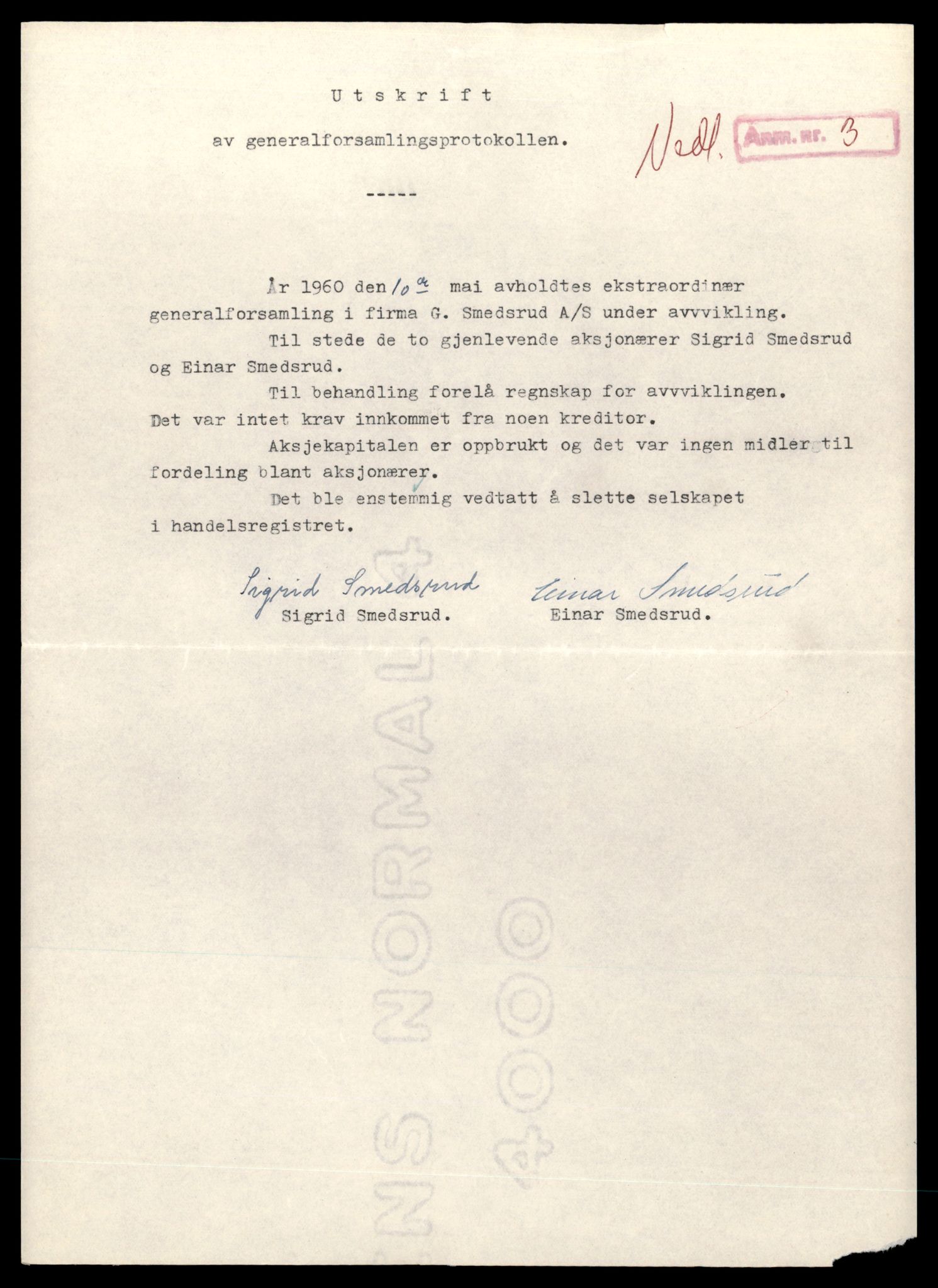 Trondheim byfogd, AV/SAT-A-0003/2/J/Jd/Jdb/L0010: Aksjeselskap, Sm-Th, 1960-1964, p. 5