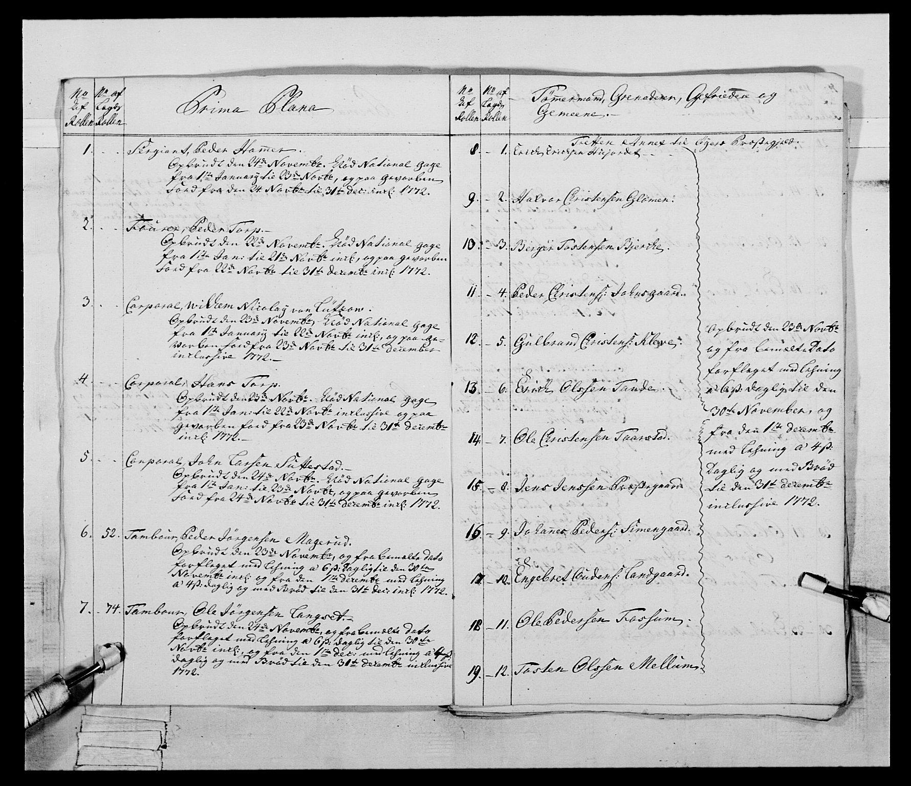 Generalitets- og kommissariatskollegiet, Det kongelige norske kommissariatskollegium, AV/RA-EA-5420/E/Eh/L0058: 1. Opplandske nasjonale infanteriregiment, 1772-1774, p. 87