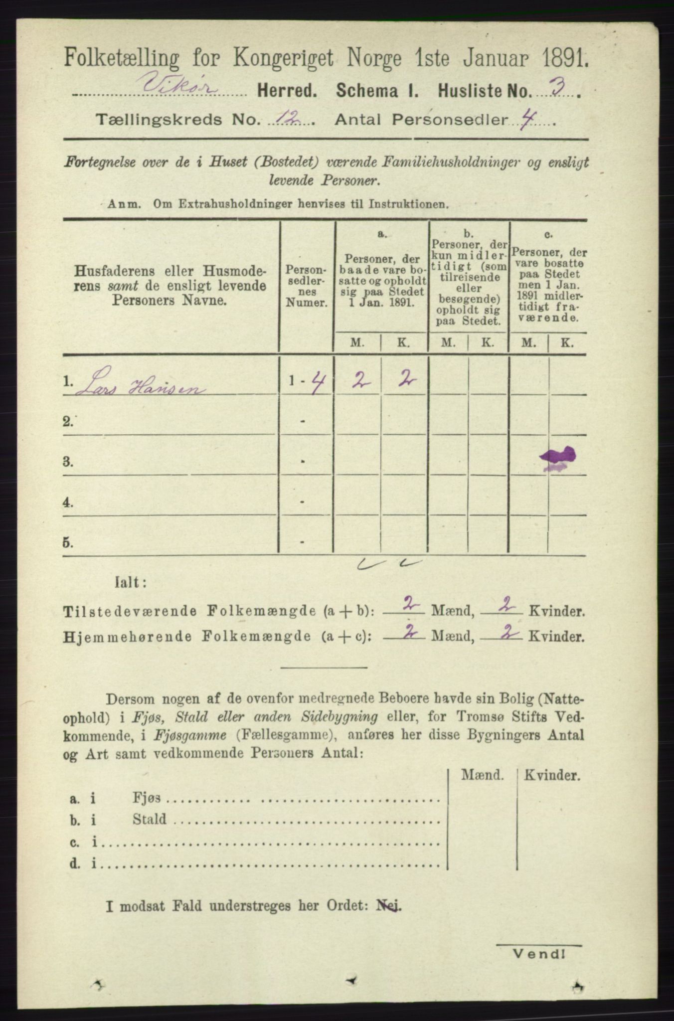 RA, 1891 census for 1238 Vikør, 1891, p. 3260