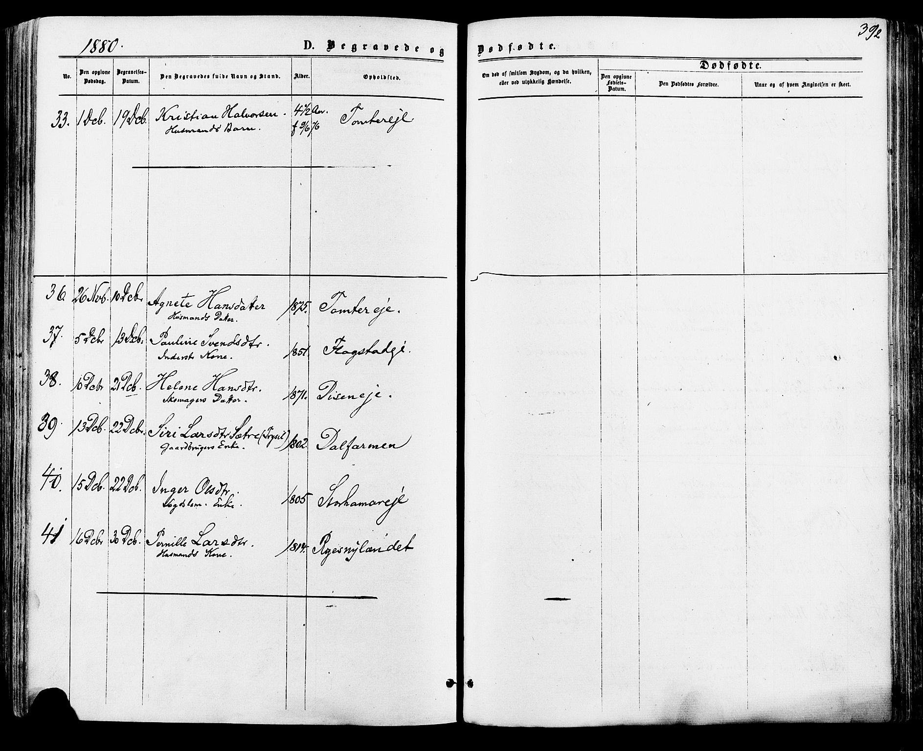 Vang prestekontor, Hedmark, SAH/PREST-008/H/Ha/Haa/L0015: Parish register (official) no. 15, 1871-1885, p. 392