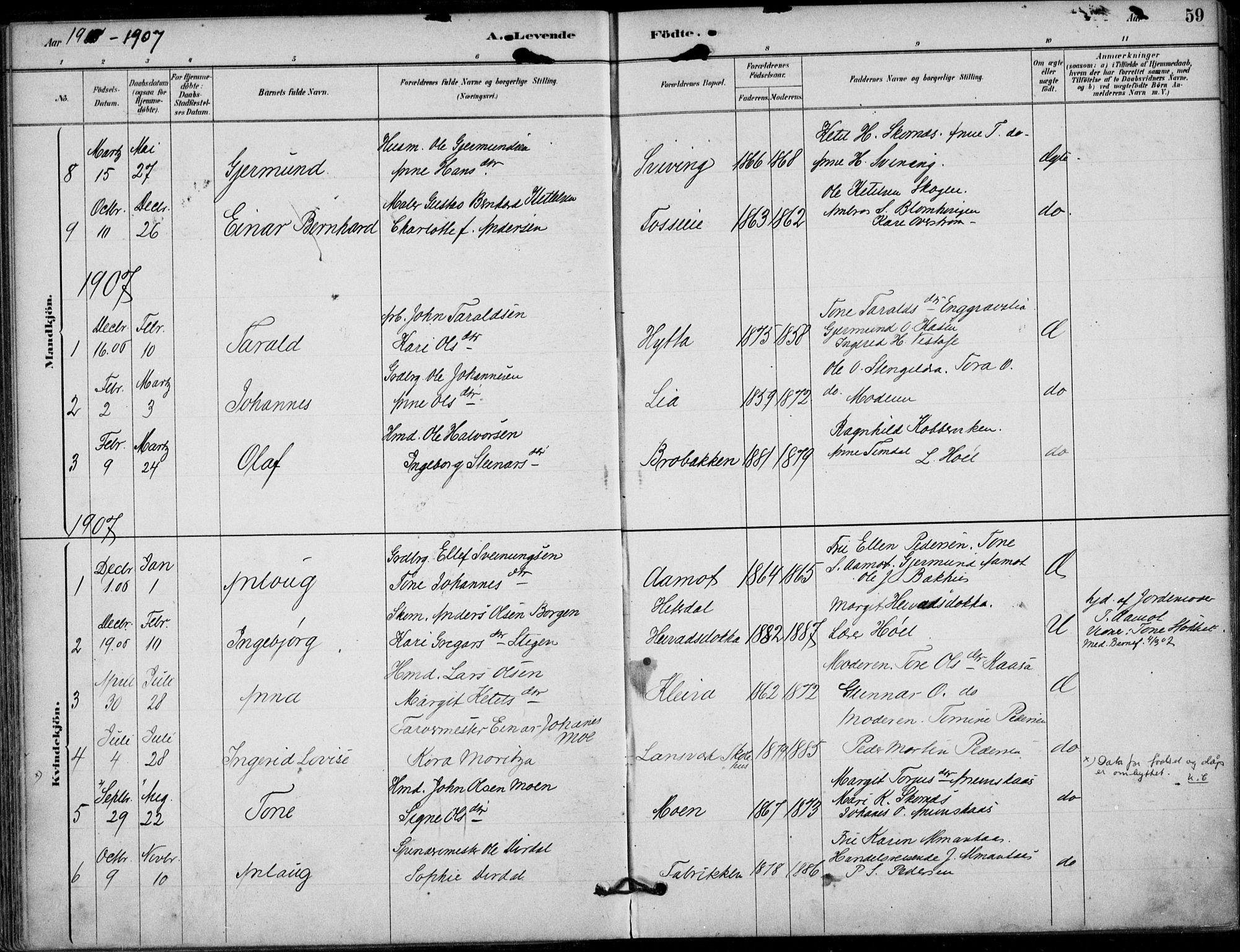 Hjartdal kirkebøker, SAKO/A-270/F/Fb/L0002: Parish register (official) no. II 2, 1880-1932, p. 59