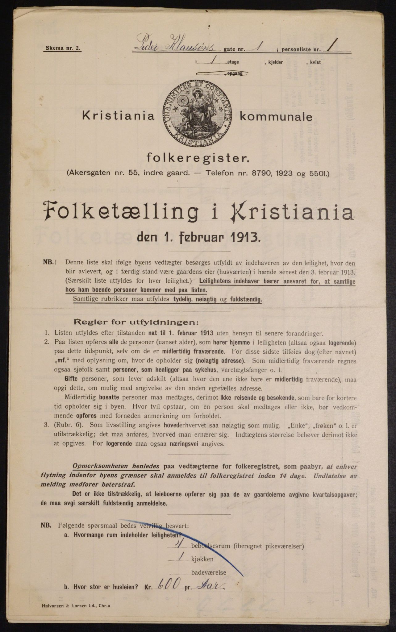 OBA, Municipal Census 1913 for Kristiania, 1913, p. 78911