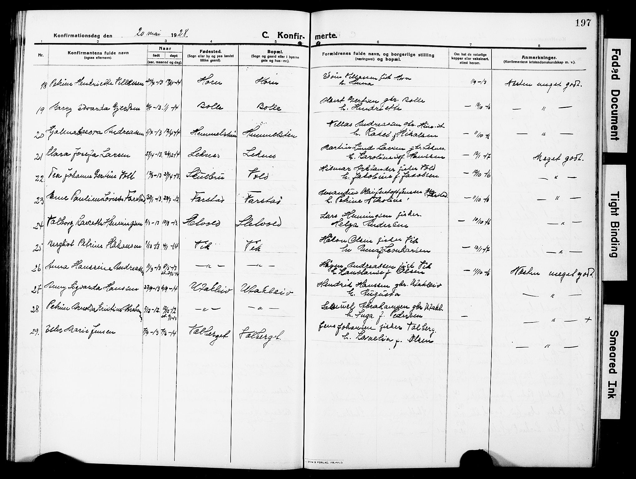 Ministerialprotokoller, klokkerbøker og fødselsregistre - Nordland, SAT/A-1459/881/L1169: Parish register (copy) no. 881C06, 1912-1930, p. 197