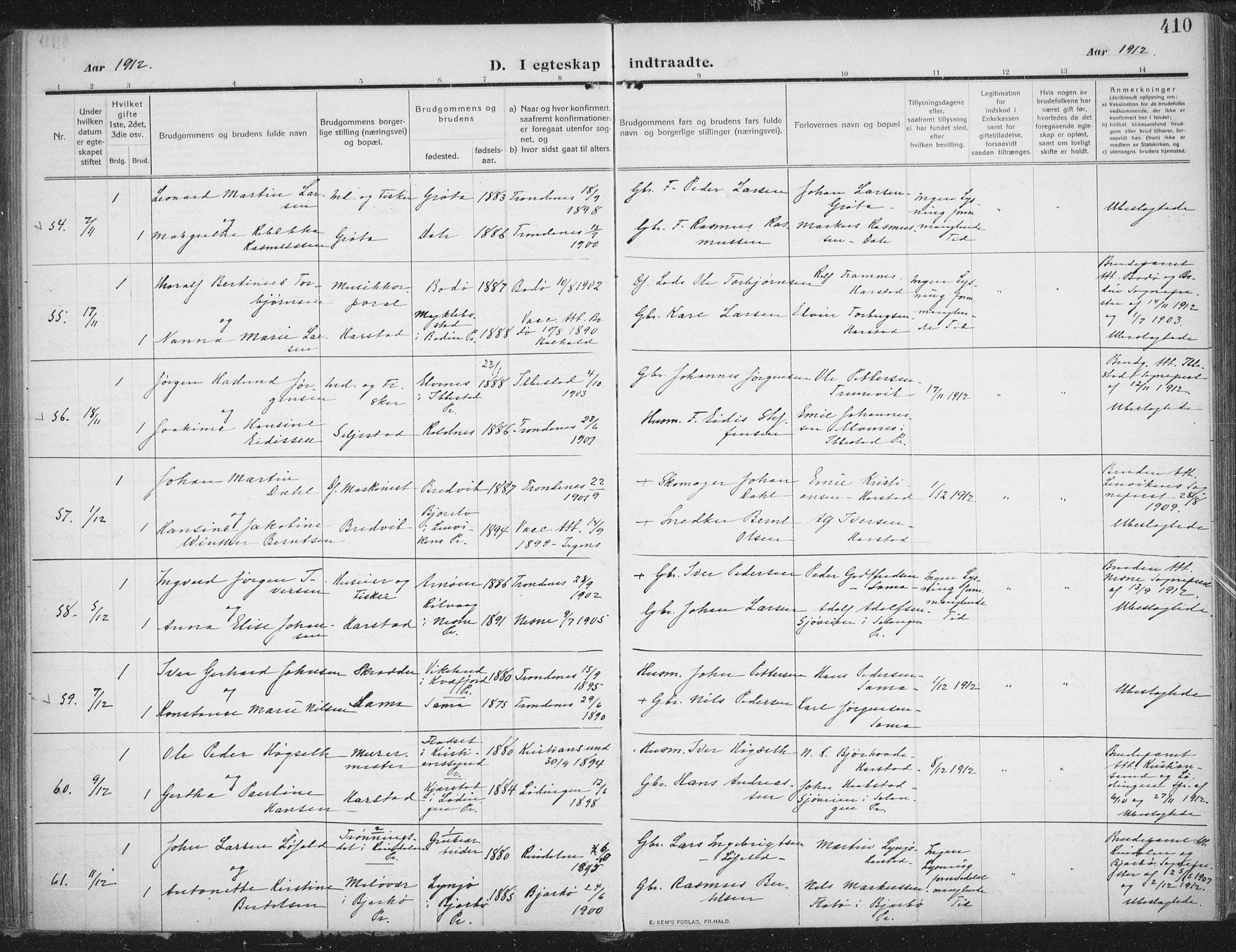 Trondenes sokneprestkontor, SATØ/S-1319/H/Ha/L0018kirke: Parish register (official) no. 18, 1909-1918, p. 410