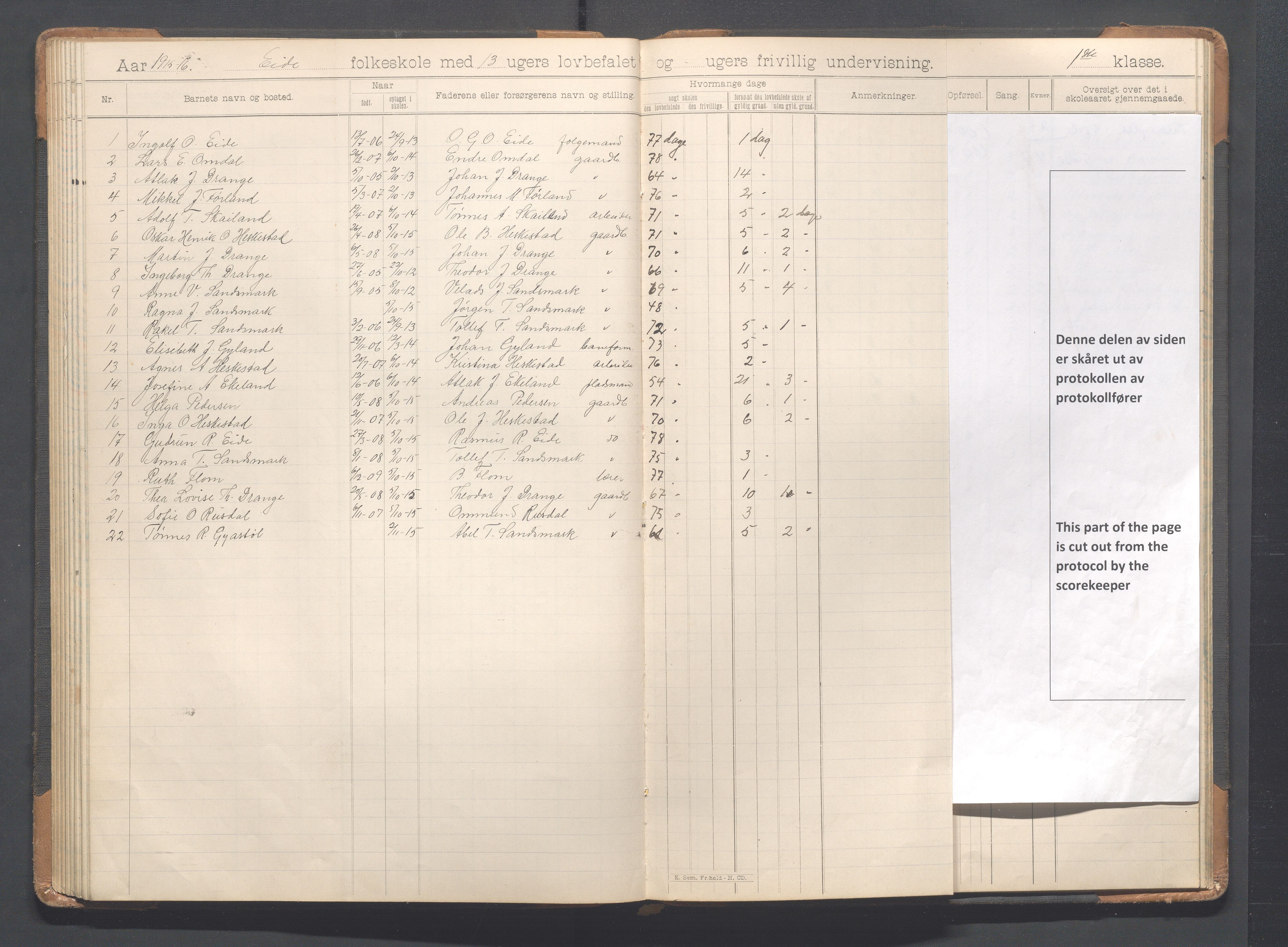 Heskestad kommune - Eide skole, IKAR/K-101744/H/L0001: Skoleprotokoll, 1898-1922, p. 73