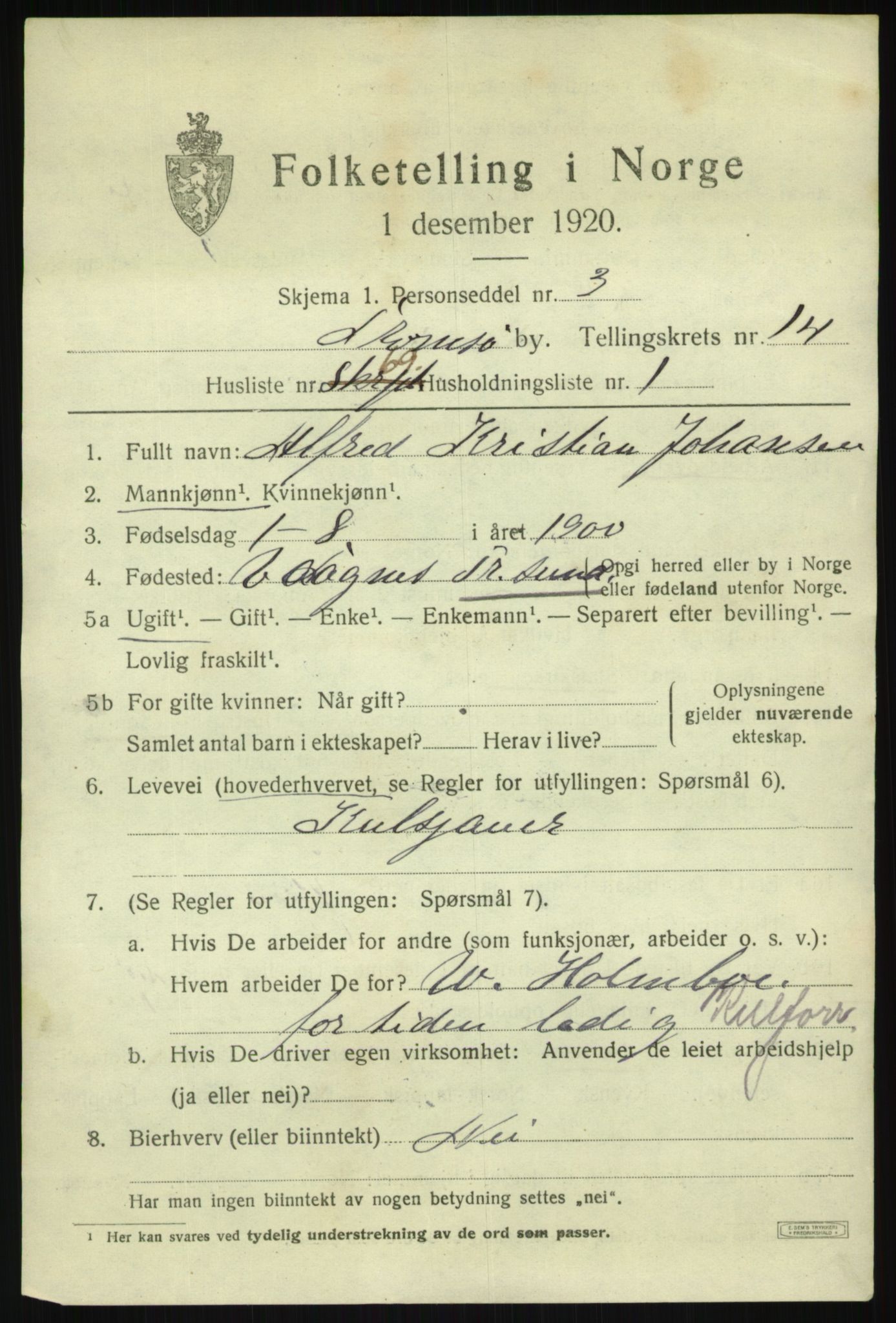 SATØ, 1920 census for Tromsø, 1920, p. 27924