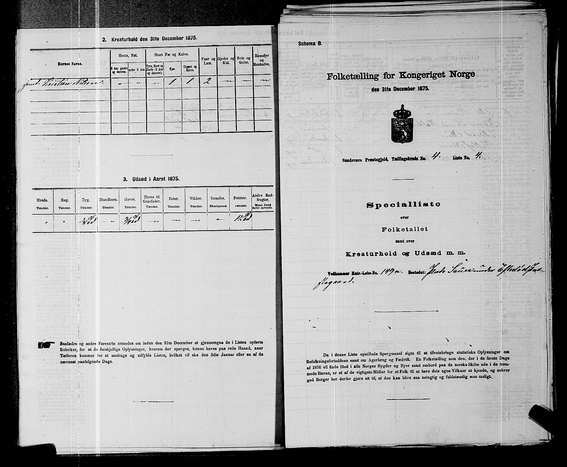 SAKO, 1875 census for 0629P Sandsvær, 1875, p. 715