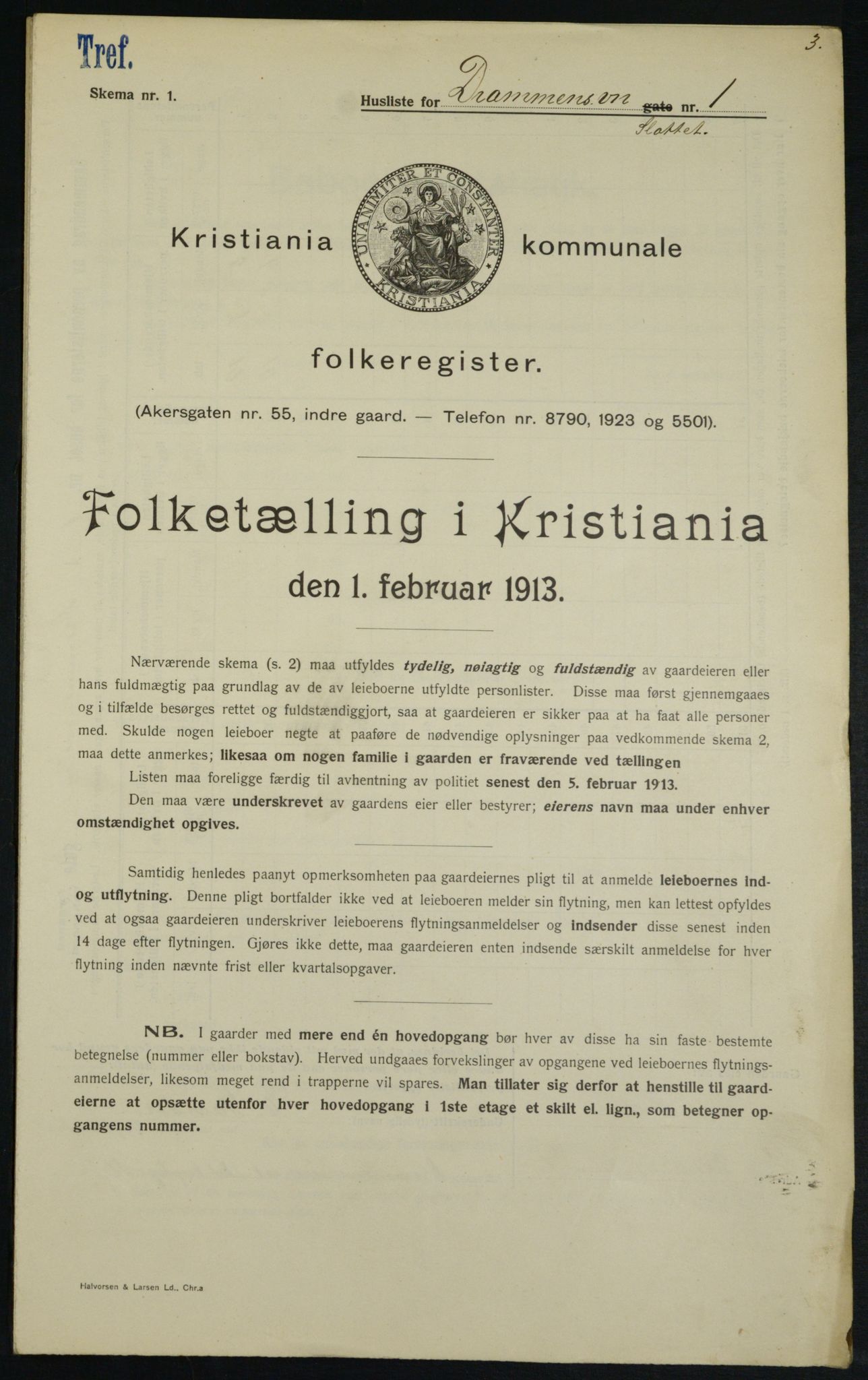 OBA, Municipal Census 1913 for Kristiania, 1913, p. 16294