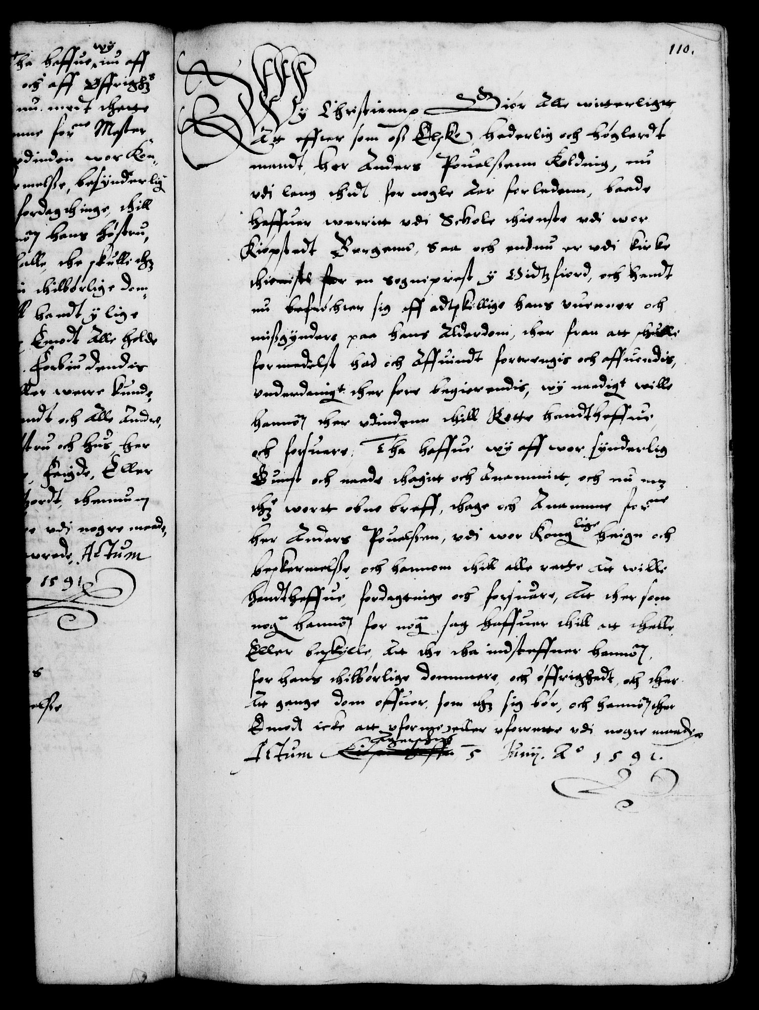 Danske Kanselli 1572-1799, RA/EA-3023/F/Fc/Fca/Fcaa/L0002: Norske registre (mikrofilm), 1588-1596, p. 110a