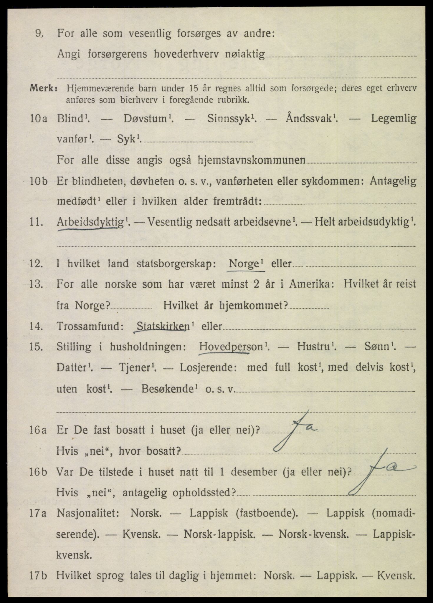 SAT, 1920 census for Vik, 1920, p. 5482