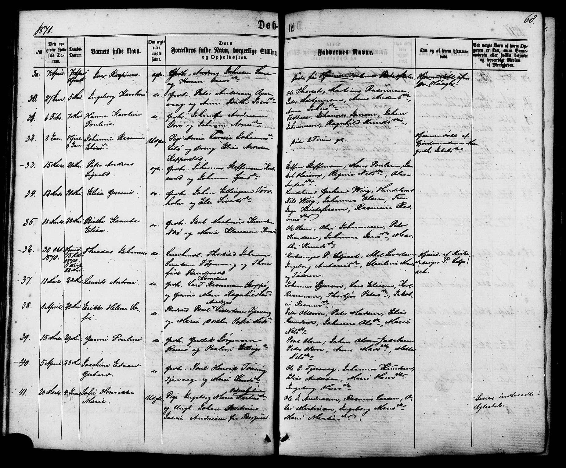 Ministerialprotokoller, klokkerbøker og fødselsregistre - Møre og Romsdal, SAT/A-1454/507/L0071: Parish register (official) no. 507A06, 1863-1878, p. 68