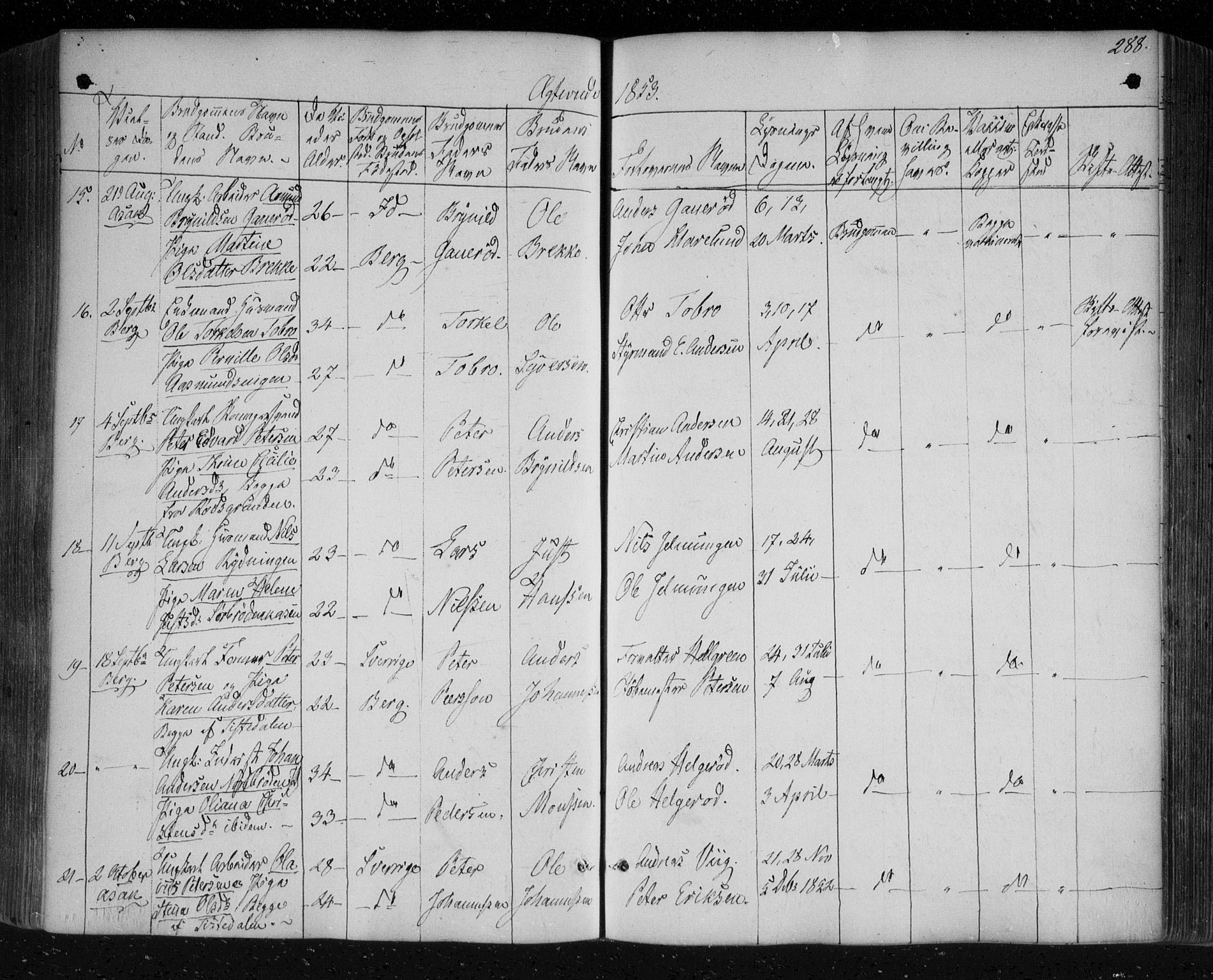 Berg prestekontor Kirkebøker, SAO/A-10902/F/Fa/L0004: Parish register (official) no. I 4, 1843-1860, p. 288