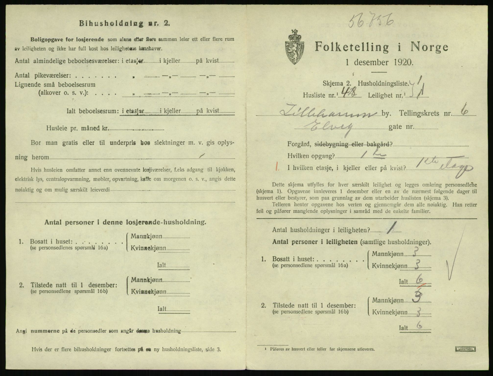 SAH, 1920 census for Lillehammer, 1920, p. 2528