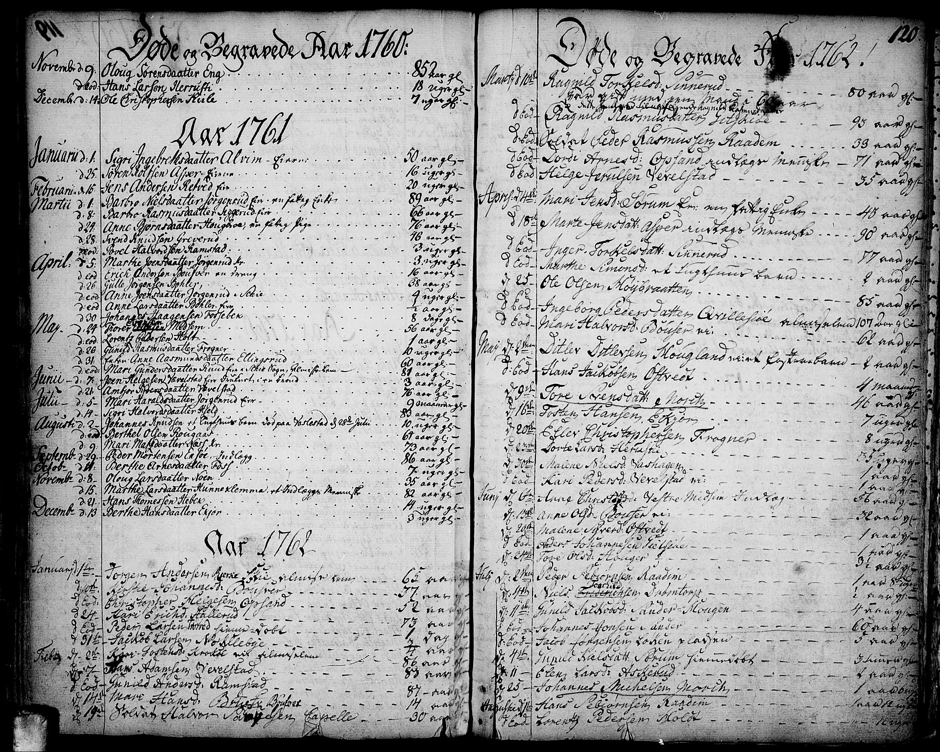 Kråkstad prestekontor Kirkebøker, SAO/A-10125a/F/Fa/L0001: Parish register (official) no. I 1, 1736-1785, p. 120