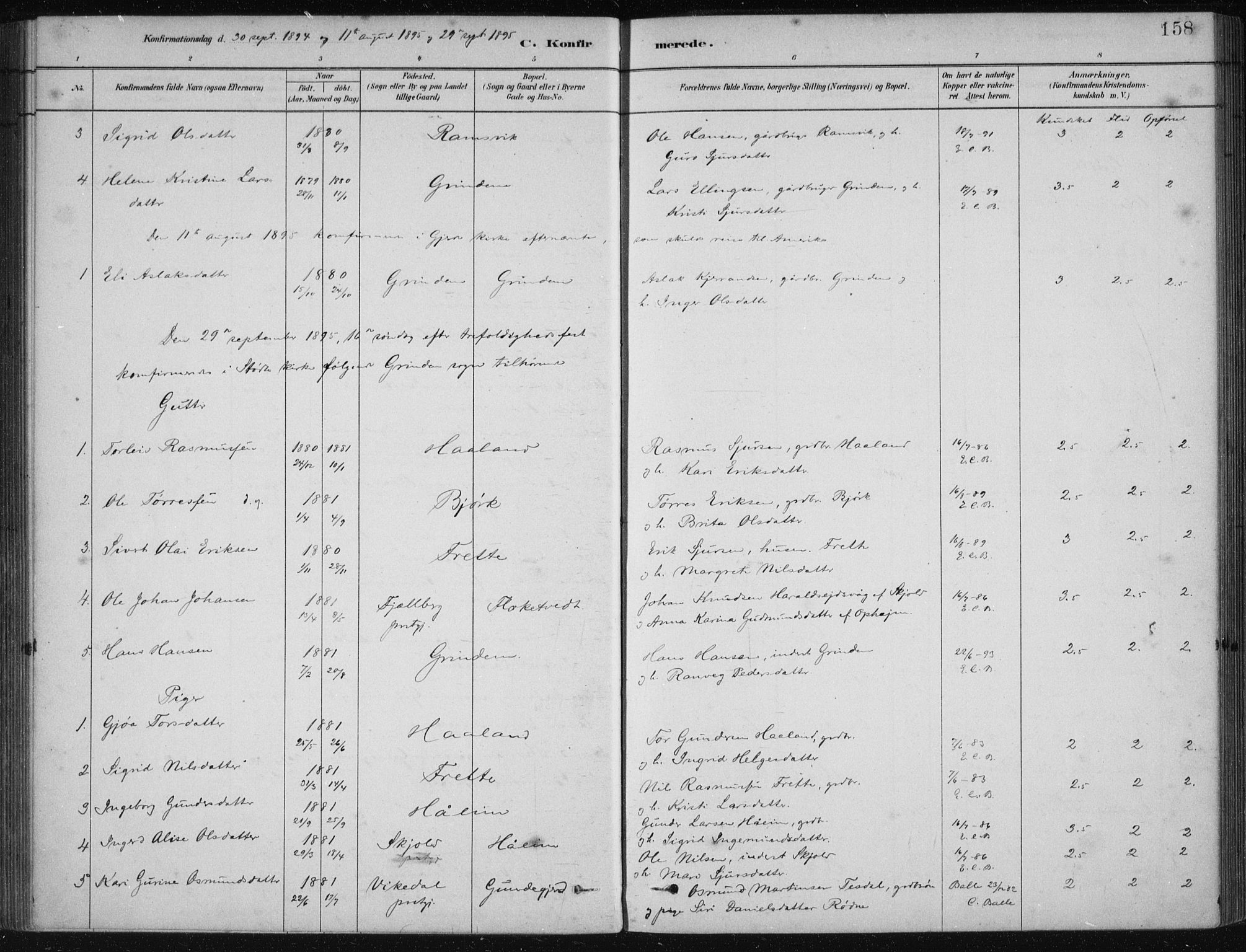 Etne sokneprestembete, SAB/A-75001/H/Haa: Parish register (official) no. D  1, 1879-1919, p. 158