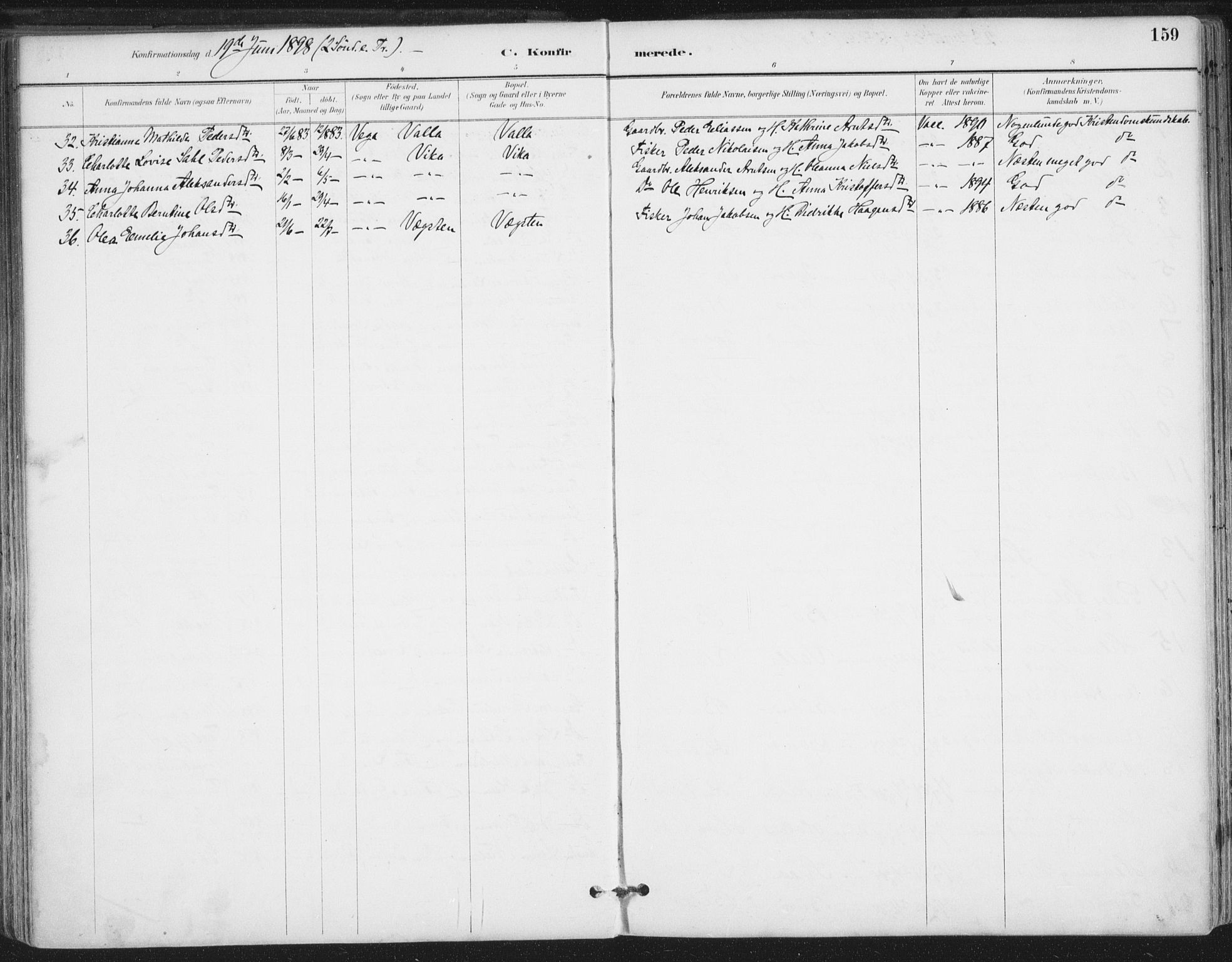 Ministerialprotokoller, klokkerbøker og fødselsregistre - Nordland, AV/SAT-A-1459/816/L0244: Parish register (official) no. 816A10, 1886-1903, p. 159